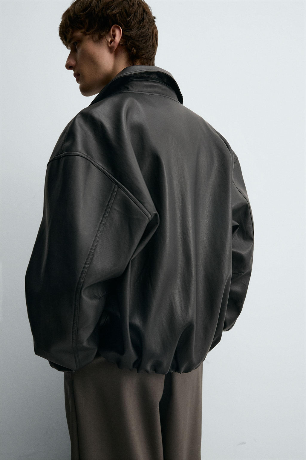 LEATHER EFFECT BOMBER JACKET