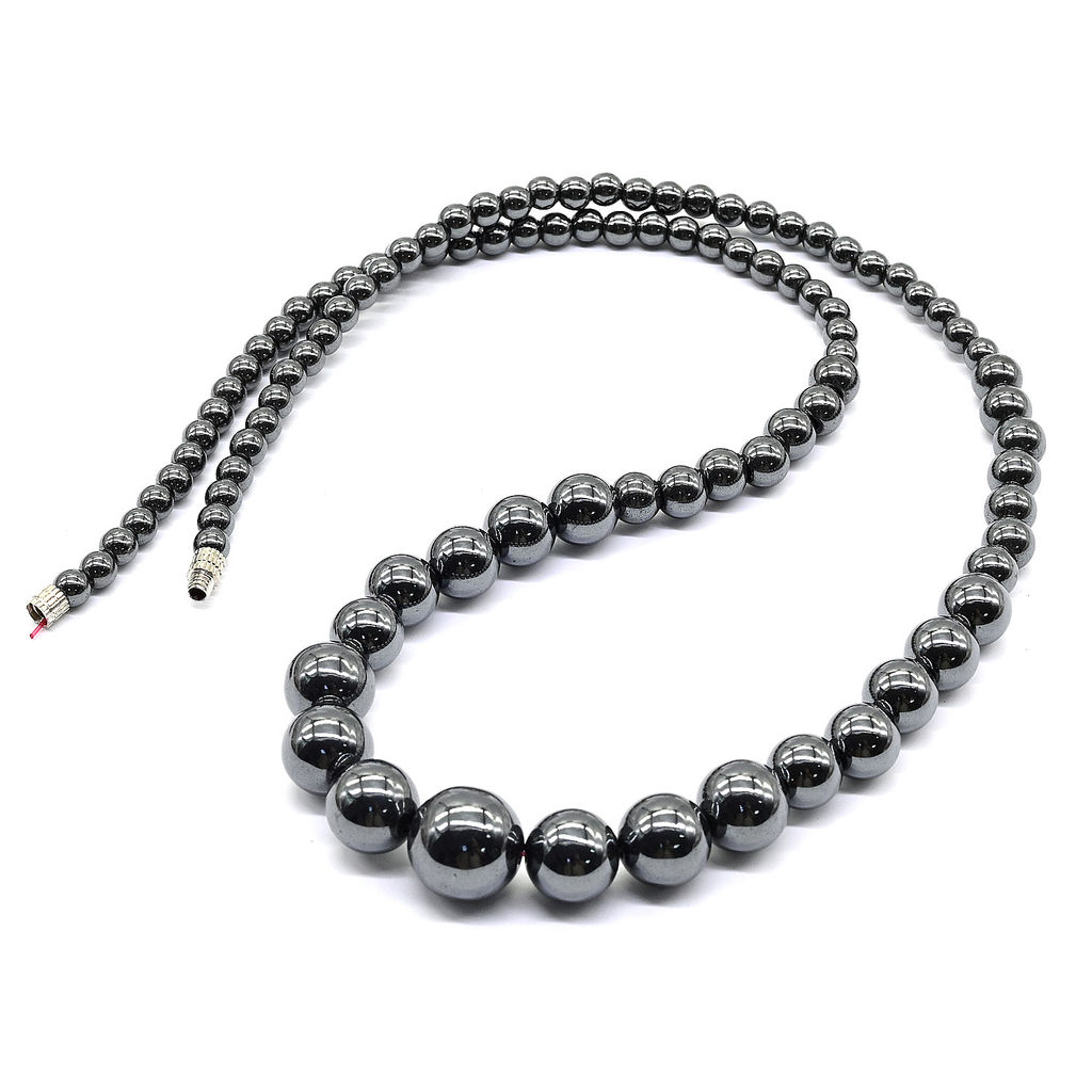 Колье из гематита шарики на увеличение 4-12мм, 52см