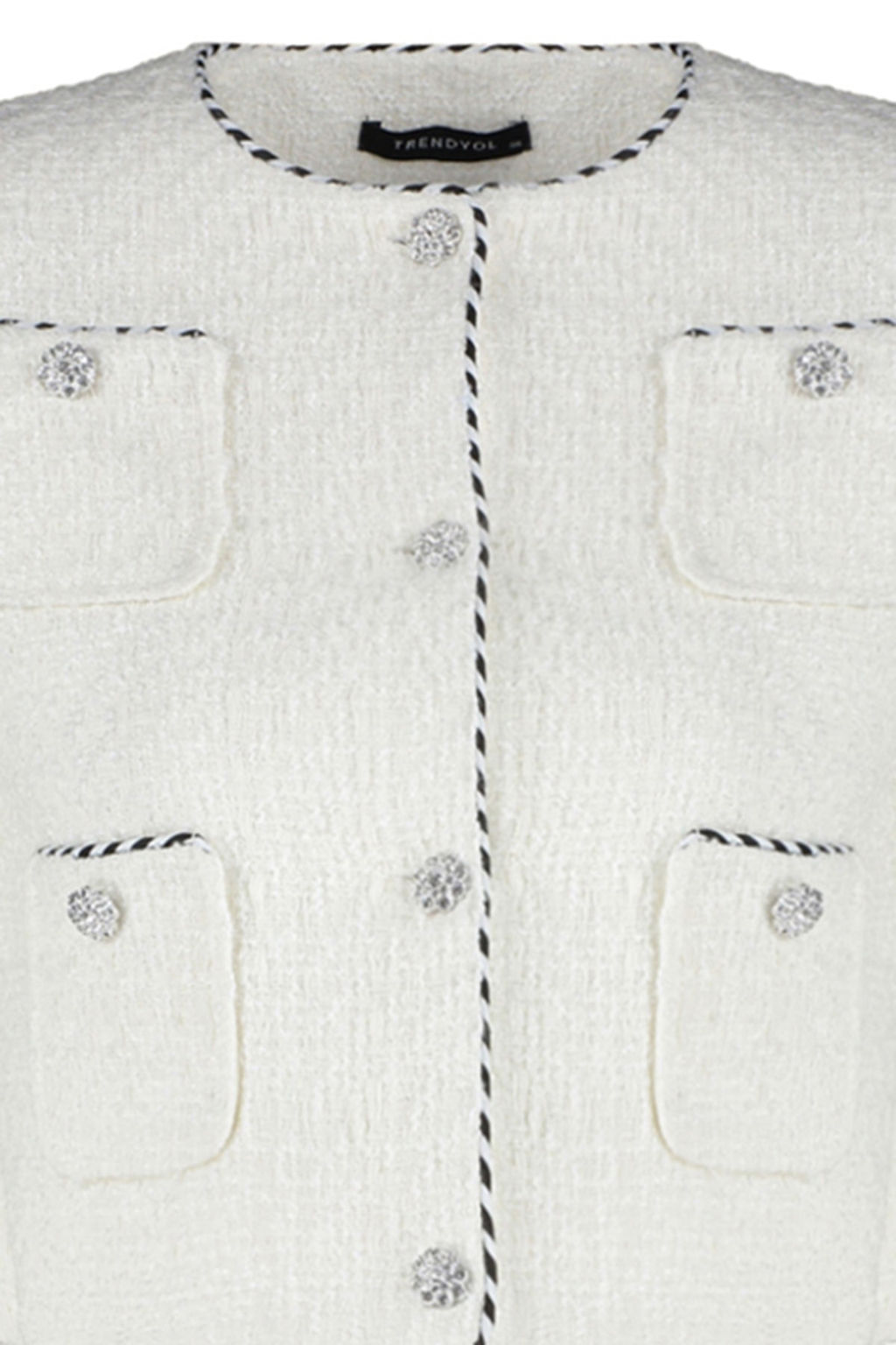 Limited Edition Ekru Crop Dokuma Ceket TWOAW24CE00122 - Trendyolmilla фото 8