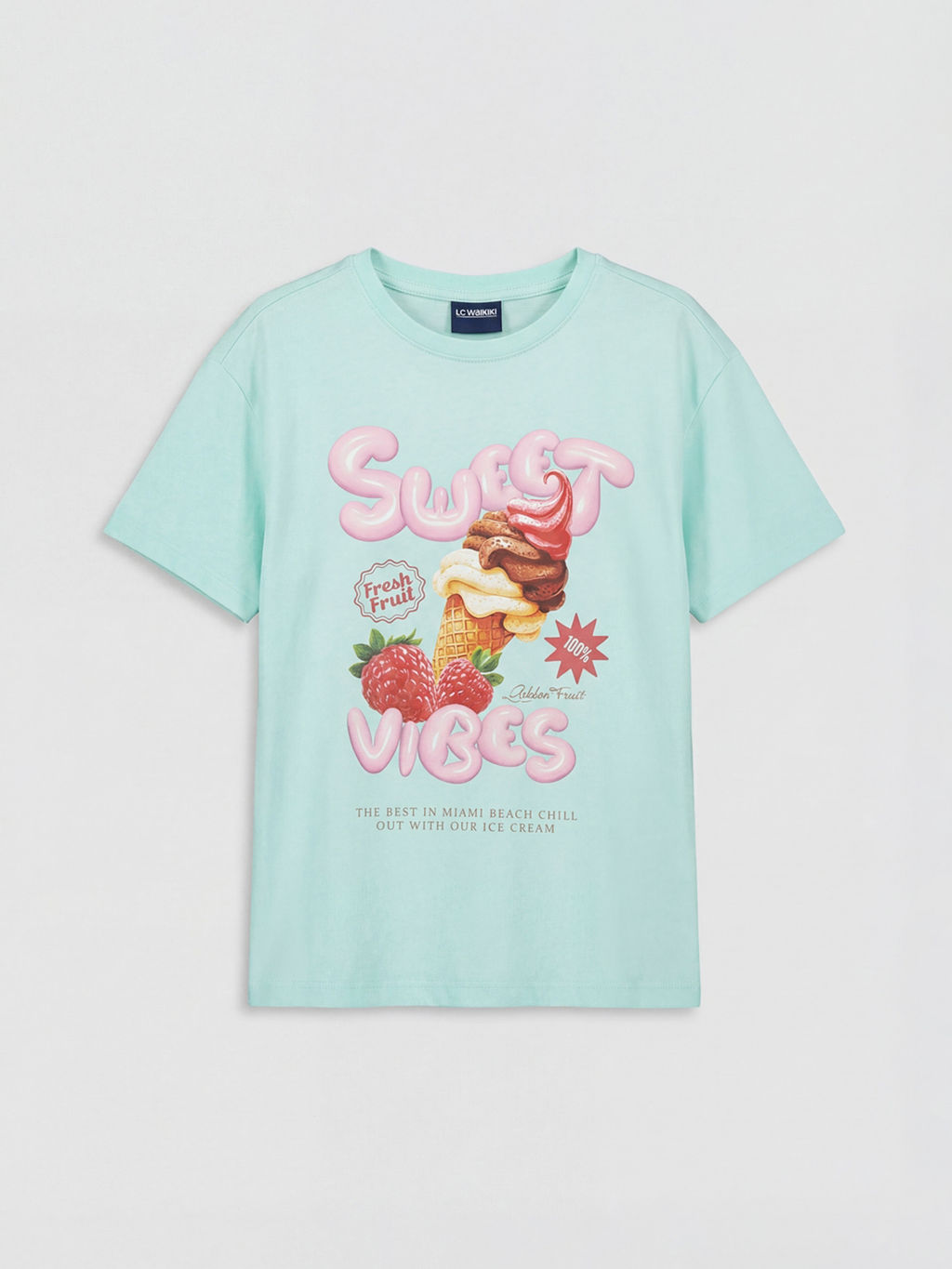 Bisiklet Yaka Bask?l? K?z ?ocuk Pijama ?st