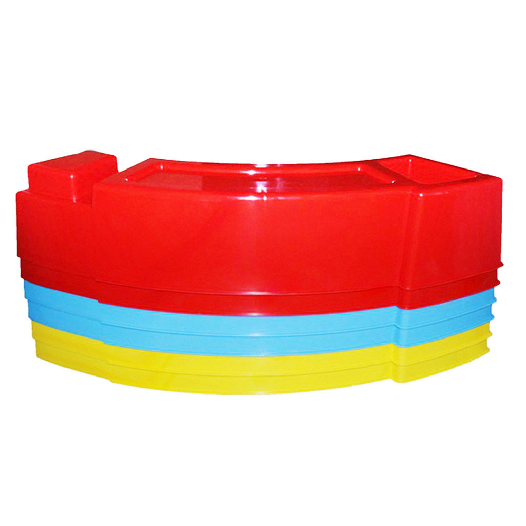 Песочница-ограждение из полипропилена д130см, h17см, 6 составных частей корпуса, пленка подложка, желтый/красный/голубой (Россия)