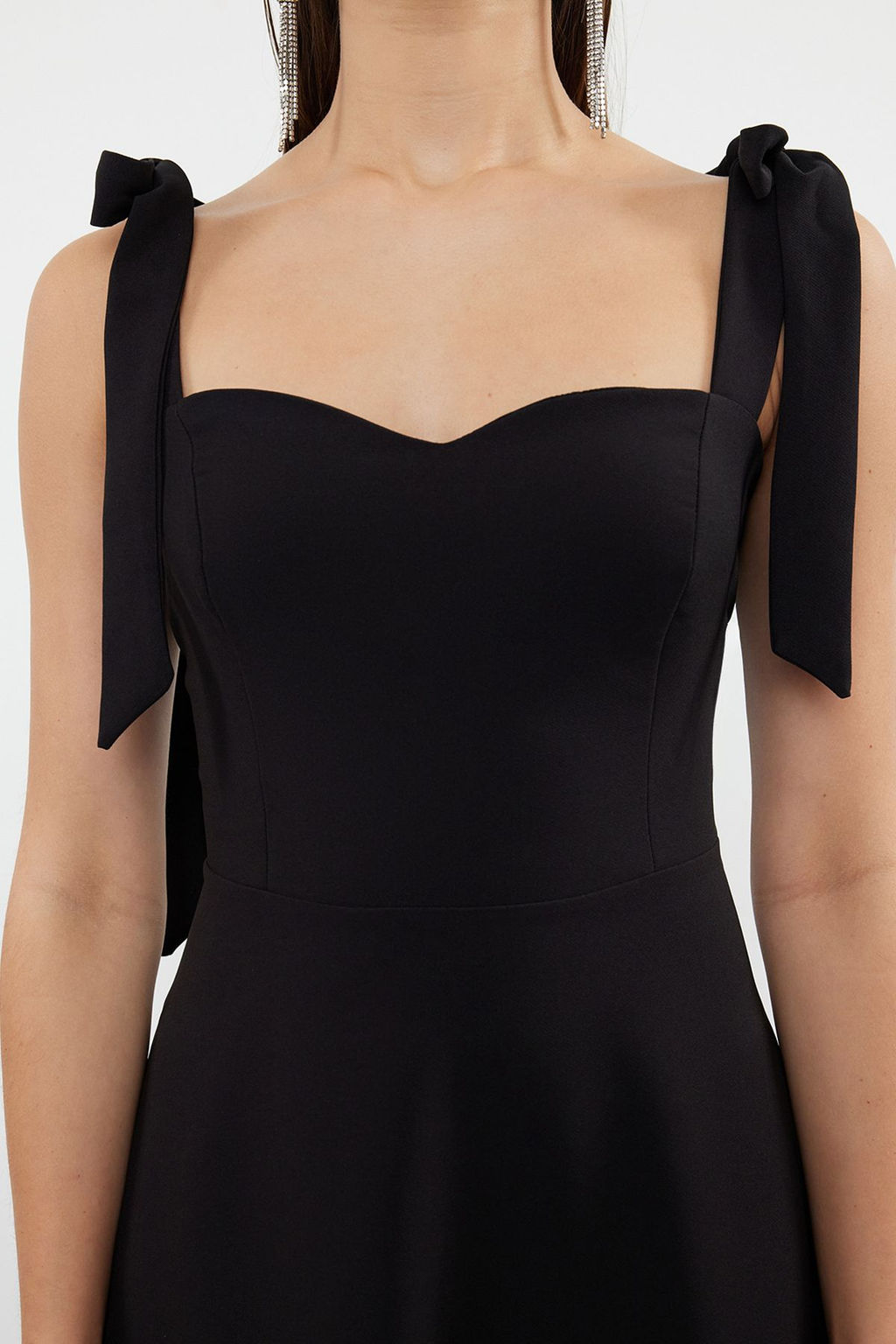 Siyah A-Kesim Ask? Baglama Detayl? Dokuma Abiye Gece Mezuniyet Elbisesi TPRSS24EL00251