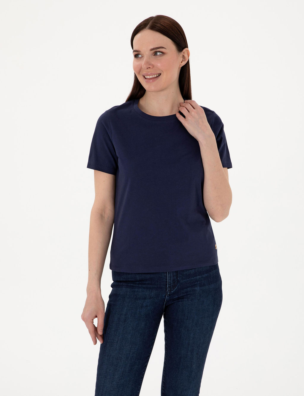 Lacivert Regular Fit Bisiklet Yaka Basic Ti__rt