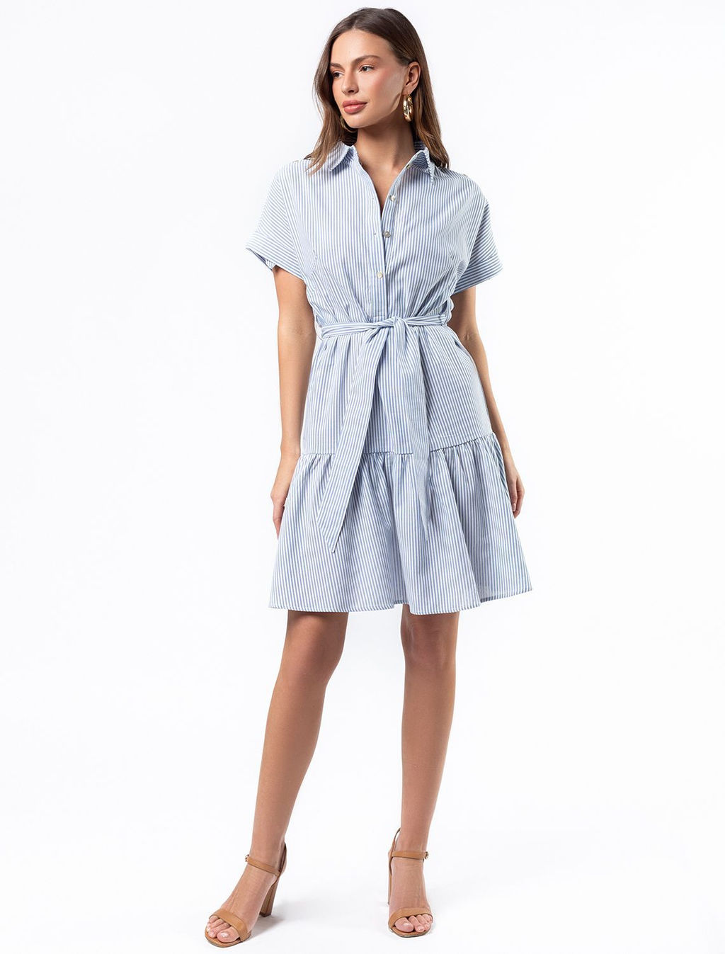 Платье из тонкого хлопка с фактурной полосой