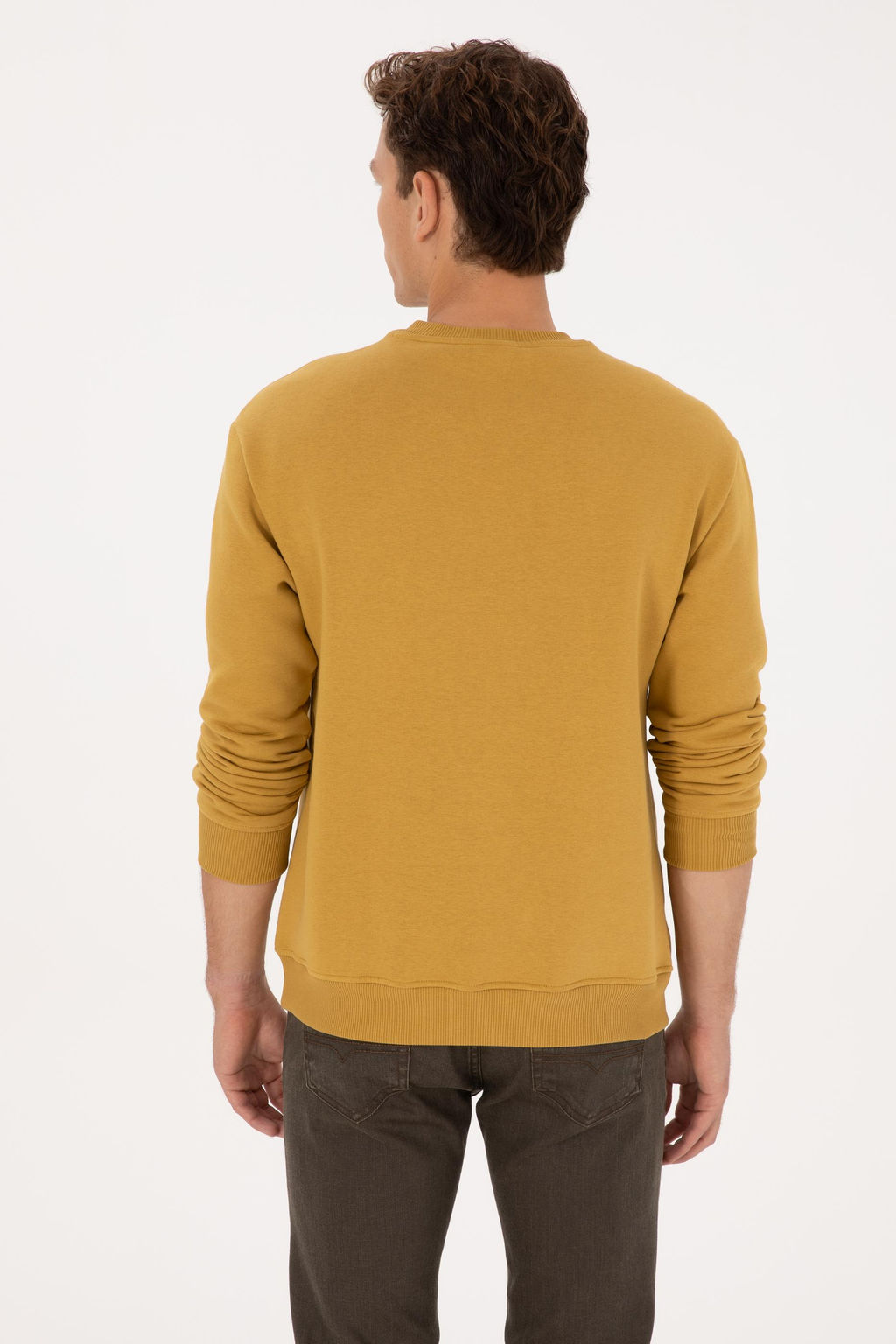 Erkek Hardal Basic Sweatshirt - U.s. polo assn фото 5