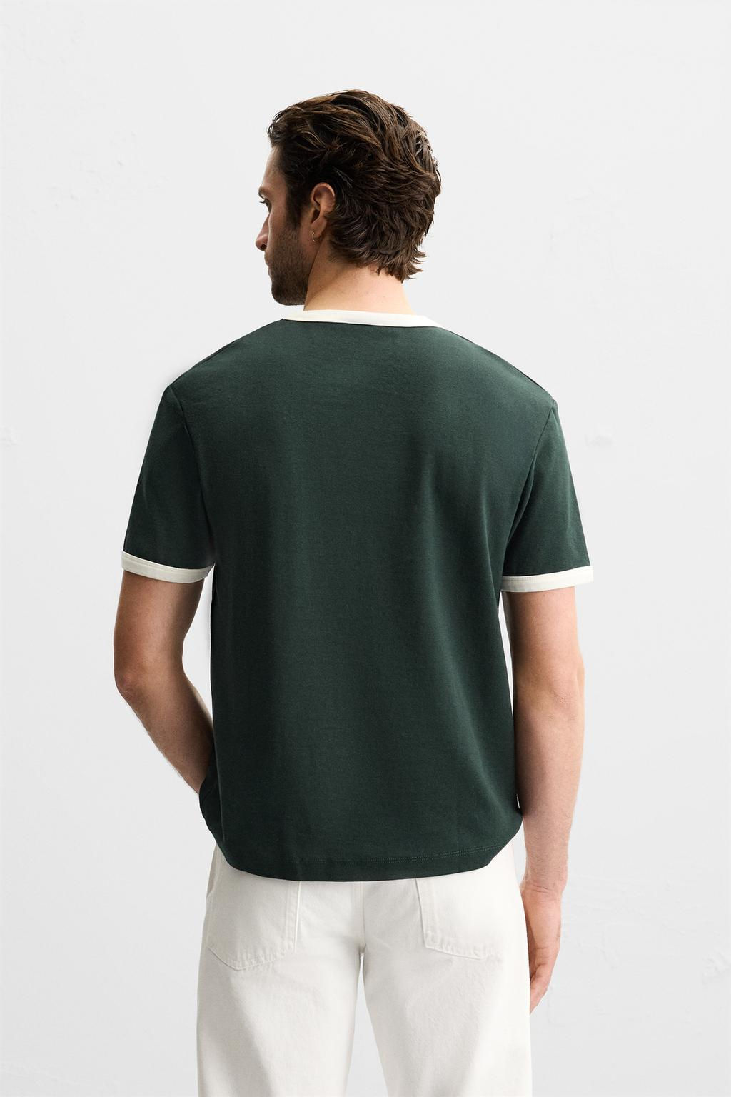 BASIC CONTRAST RIB T-SHIRT - Zara фото 19
