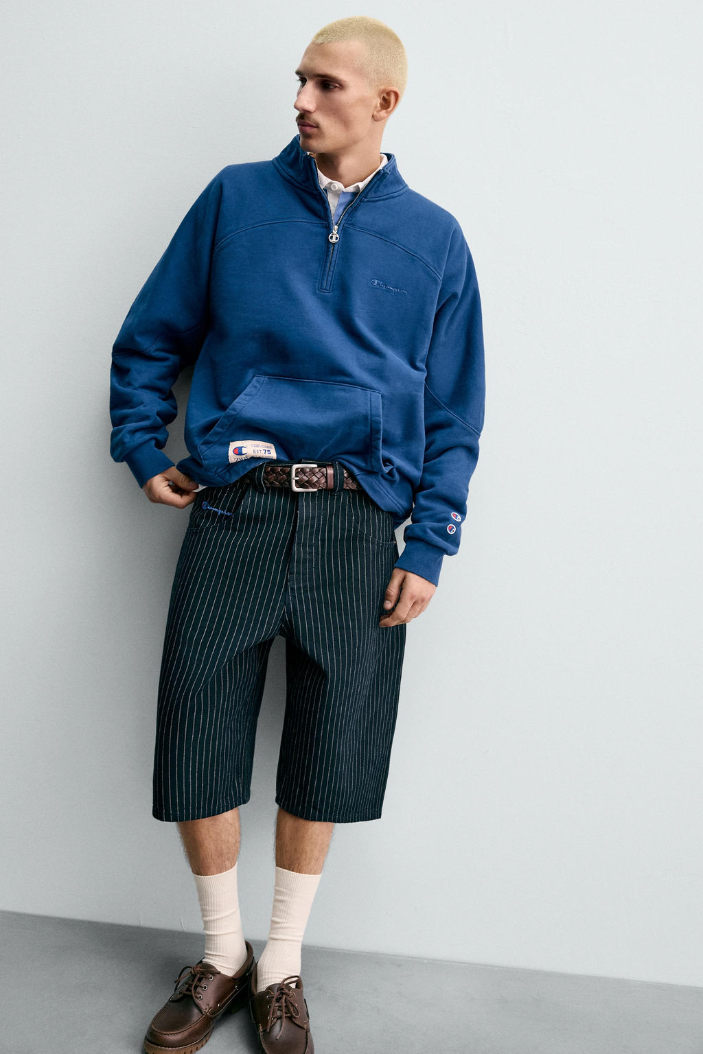 CHAMPION ® X ZARA STRIPED BAGGY FIT BERMUDA SHORTS  фото 5