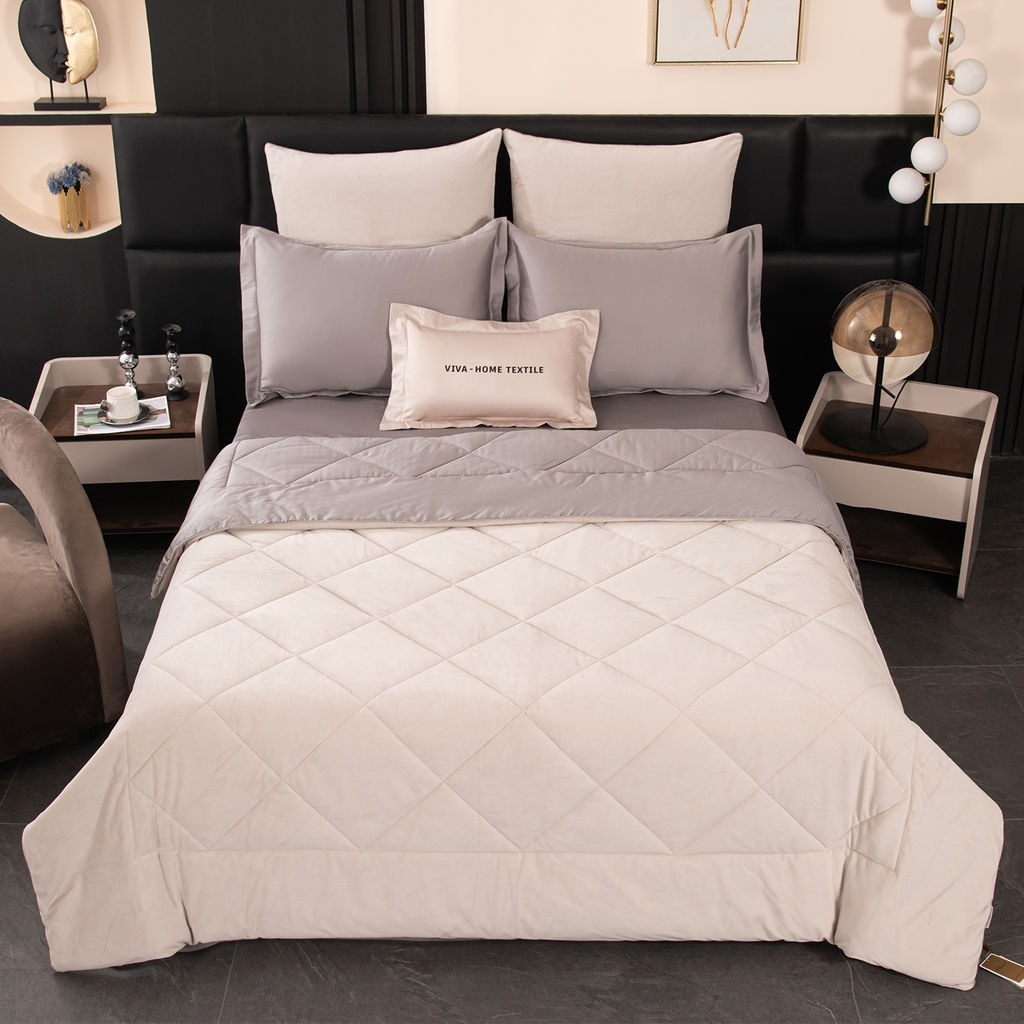 Комплект постельного белья на резинке Сатин Velvet Premium с Одеялом VPR010 180*200*25;160*200*25;140*200*25 Евро 4 Наволочки