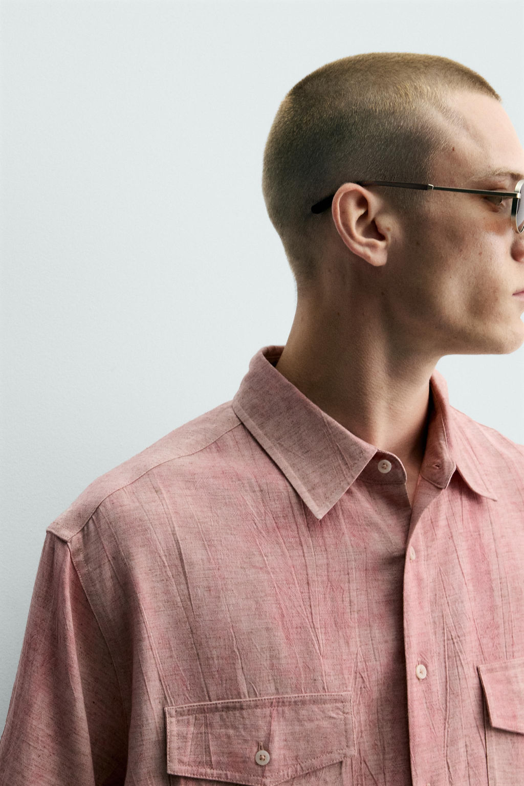 CAMISA RELAXED FIT EFECTO LAVADO / Rosa pastel - Zara фото 7