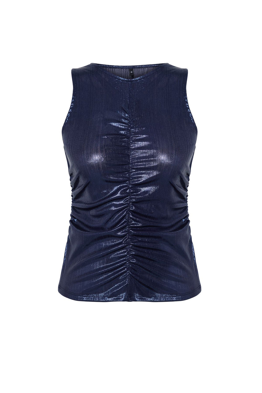 Lacivert Metalik Gorunumlu Par?lt?l? Orme Bluz TPRSS25BZ00004