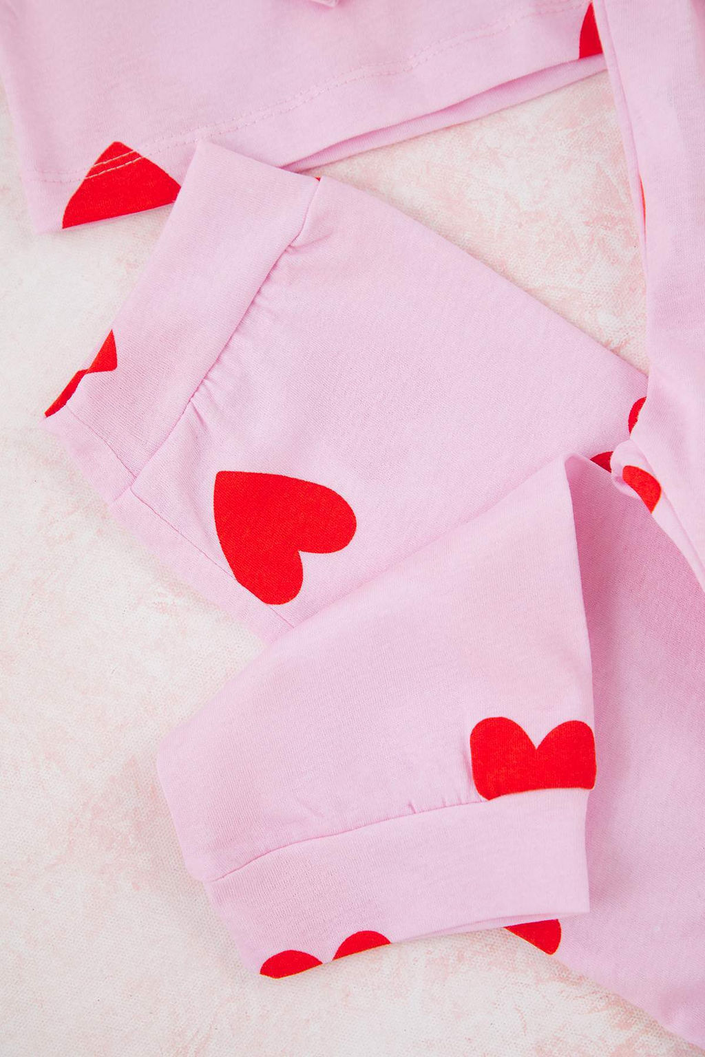 Pembe Yumusak Dokulu Pamuk Kalp Bask?l? Regular K?z Cocuk Orme Pijama Tak?m? TKDAW26PT00002 - Trendyolmilla фото 4
