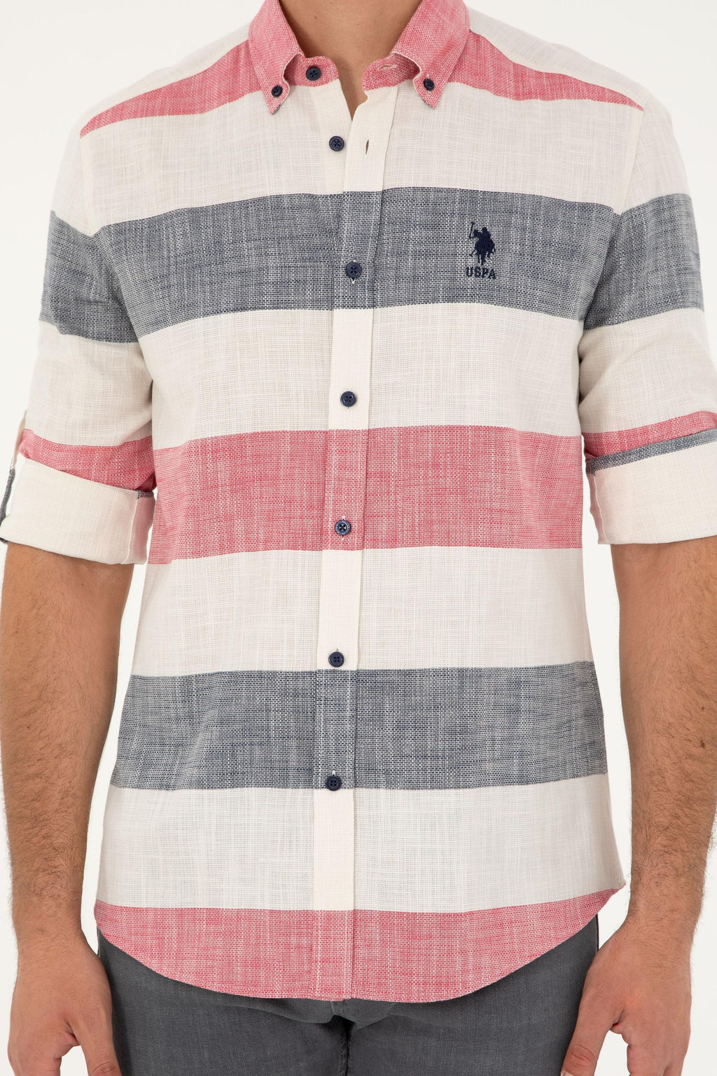 Мужская темно-синяя рубашка с длинным рукавом - U.s. polo assn фото 6
