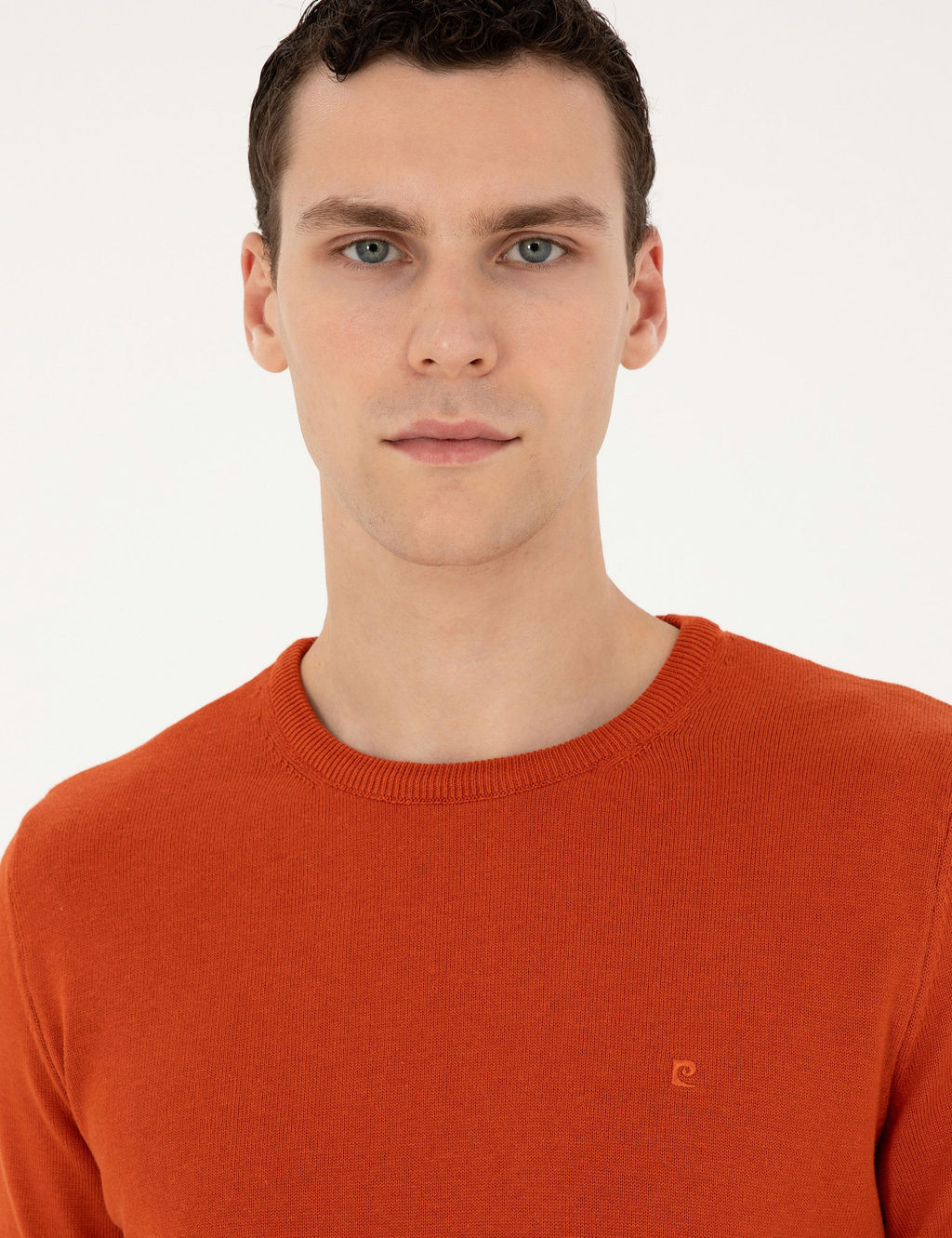Turuncu Slim Fit Bisiklet Yaka Basic Triko Kazak - Pierre cardin фото 2