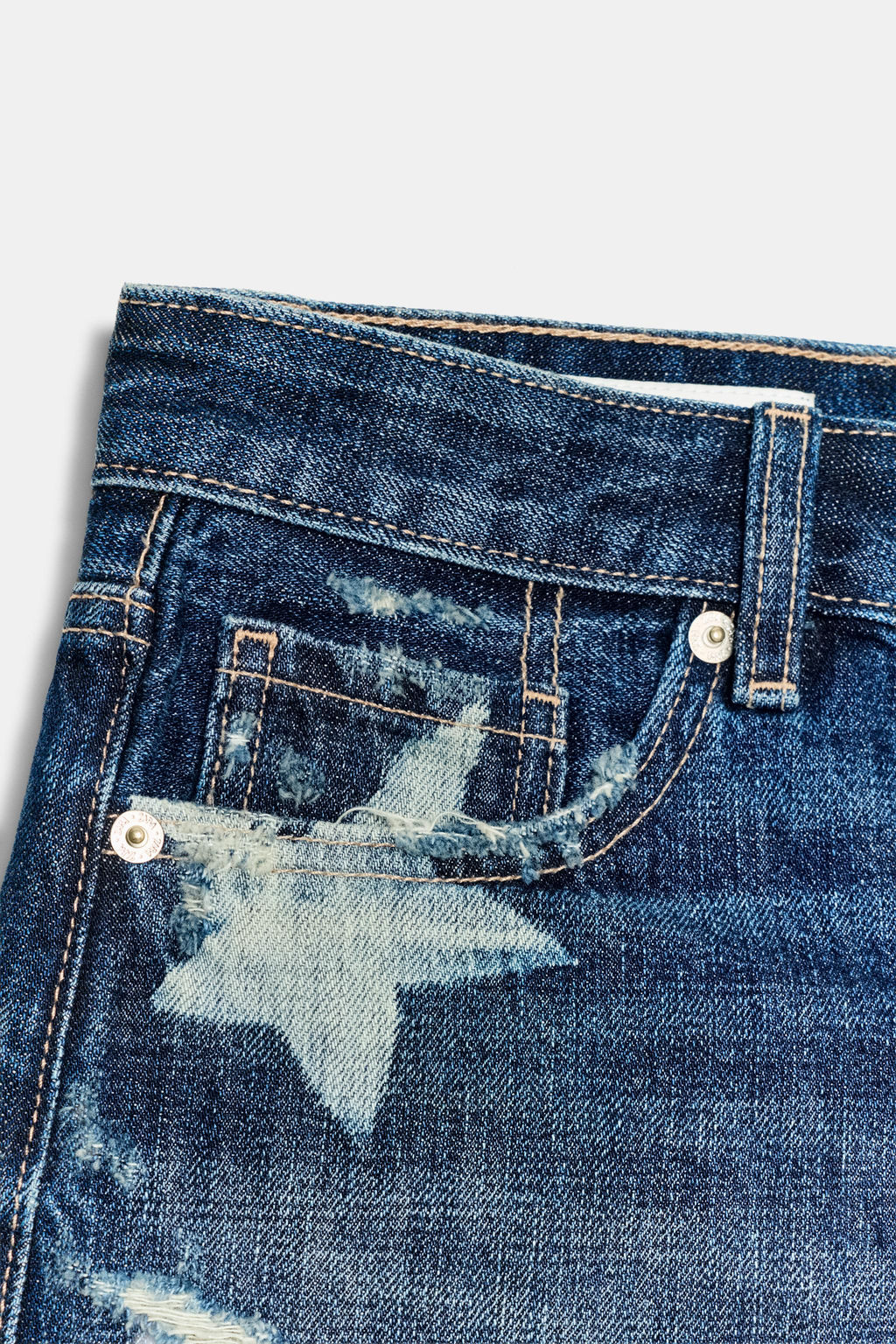 SHORTS DENIM TRF TIRO MEDIO ESTRELLAS / Azul - Zara фото 5