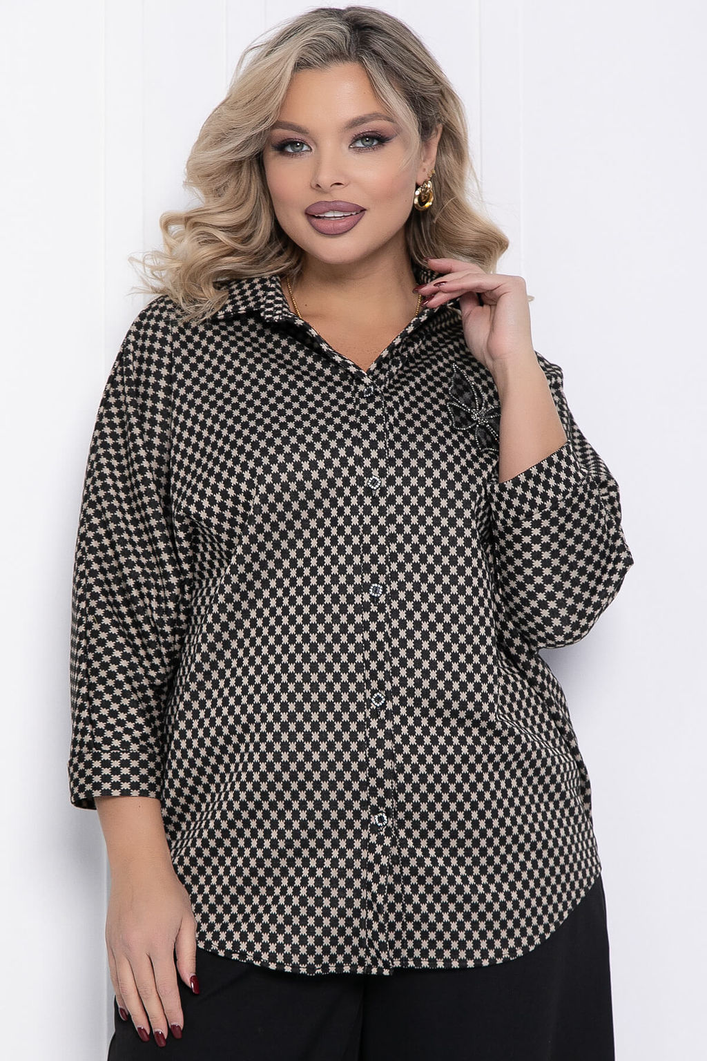 Рубашка Сладкий поцелуй (черно-бежевая) Б12329-4 - Lt collection фото 5