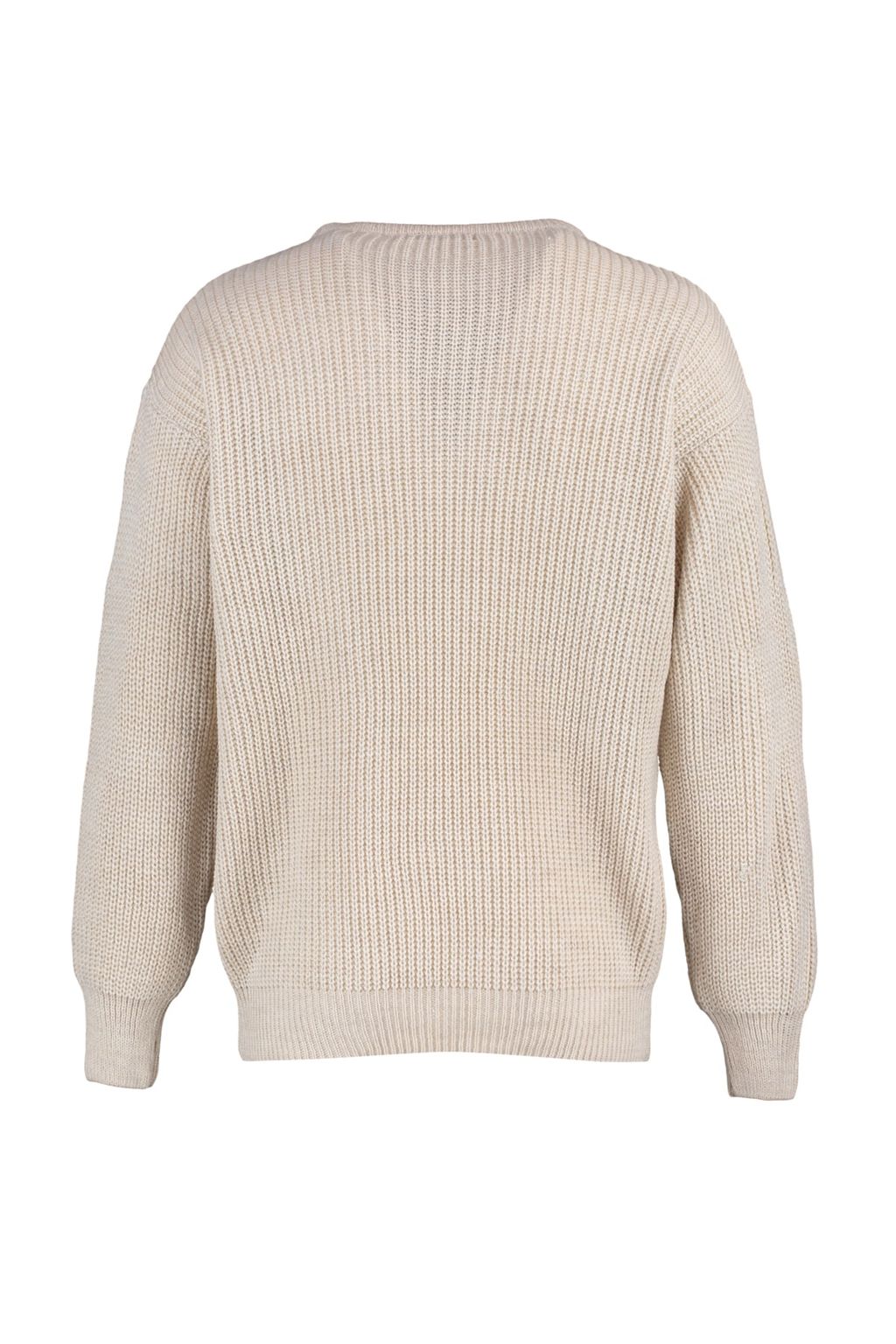 Bej Oversize Fit Couple/Cift Genis Kal?p Bisiklet Yaka Basic Triko Kazak TMNAW23KZ00189