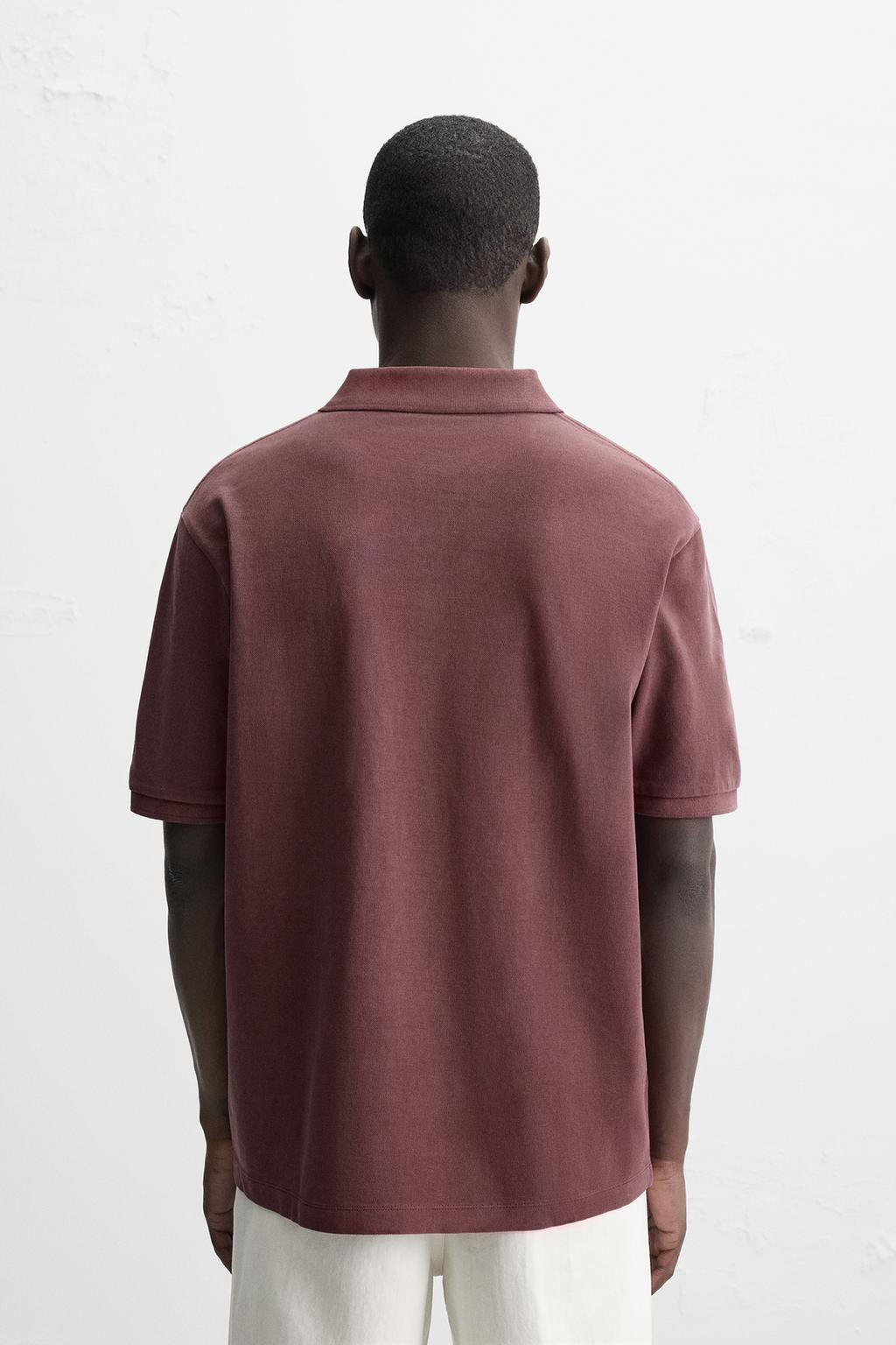 WASHED TEXTURED PIQUE POLO SHIRT - Zara фото 10
