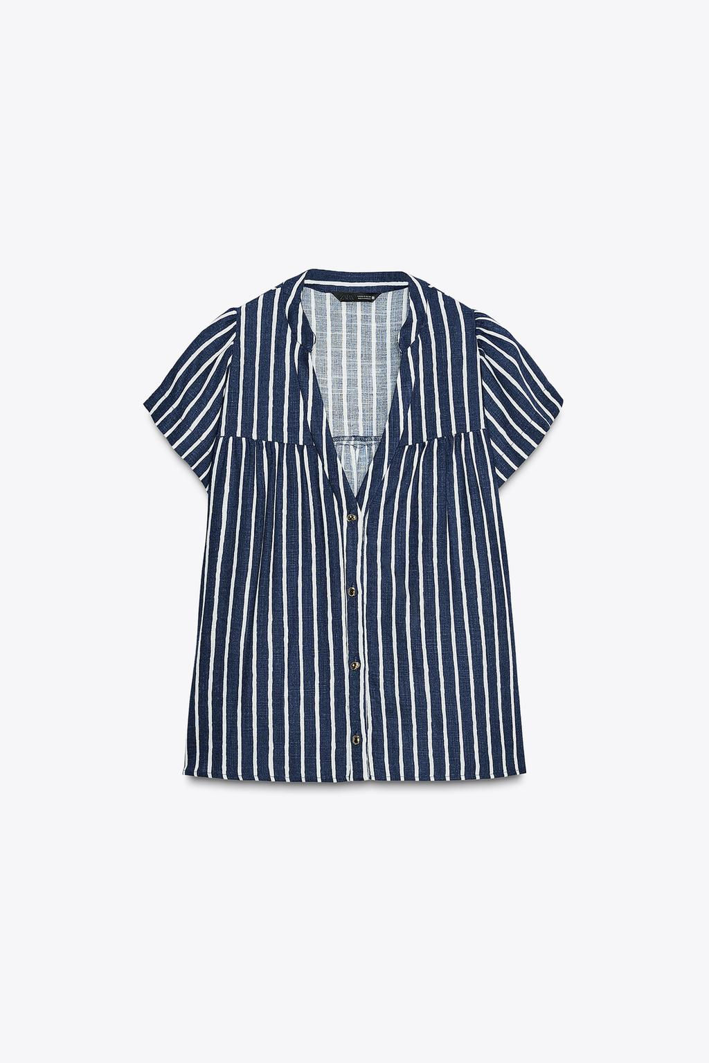 STRIPED LINEN BLEND SHIRT - Zara фото 3