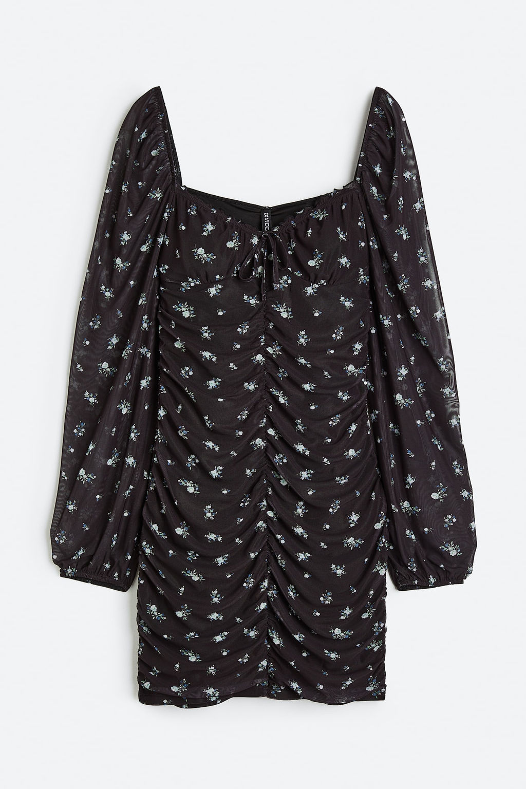 Vestido fruncido de malla