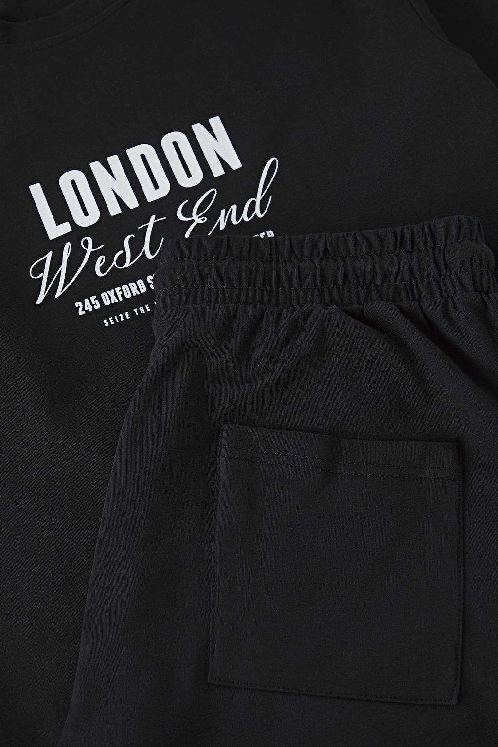 TRENDYOL MAN Siyah Bask?l? Regular Fit Orme Sortlu Pijama Tak?m? TMNSS25PT00013 - Trendyolmilla фото 5