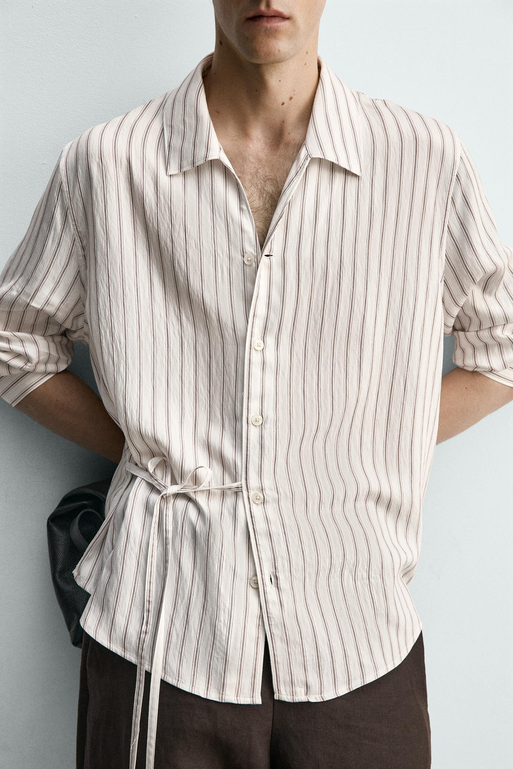 CAMISA FLUIDA RAYAS LAZO / Blanco - Zara фото 6