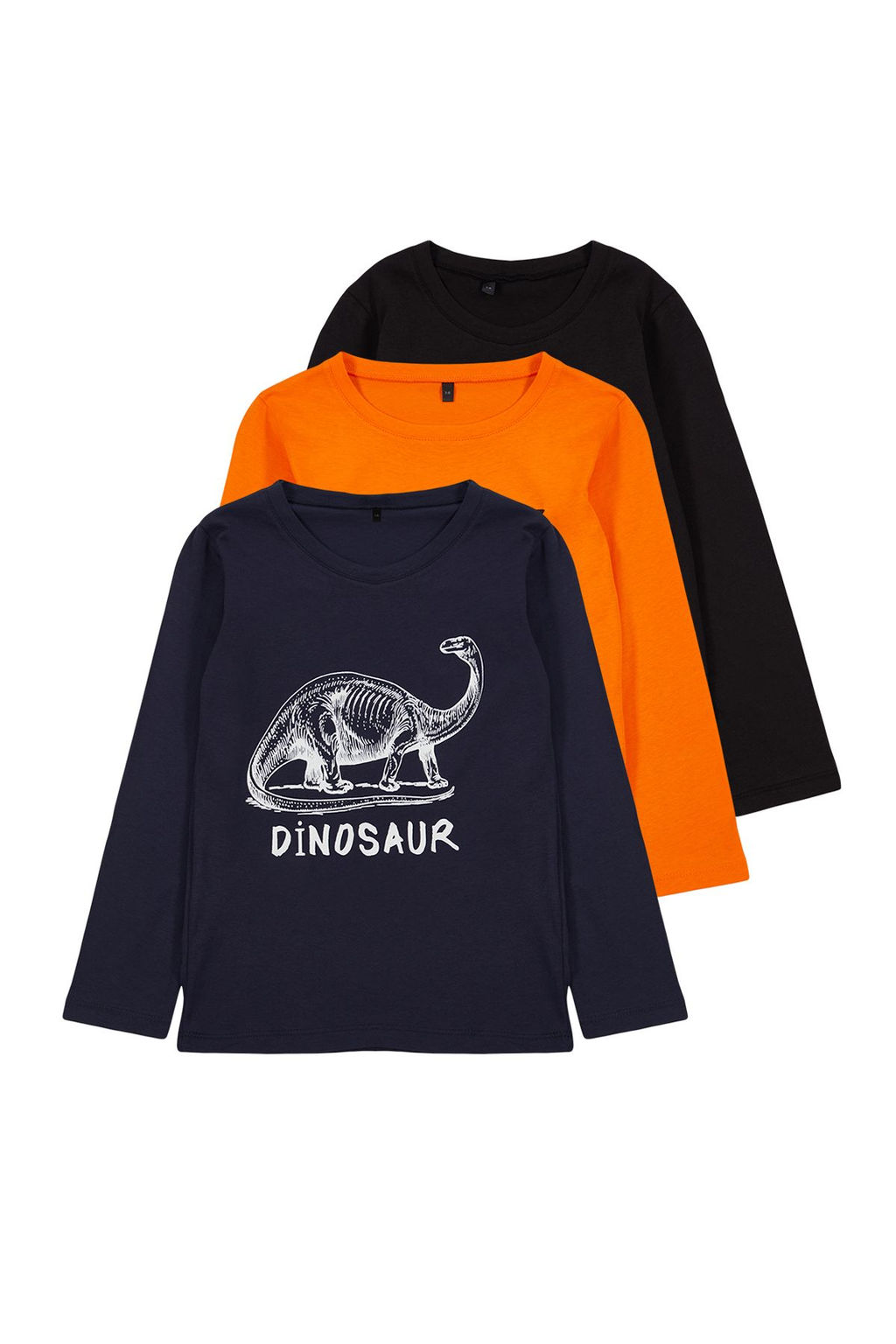 Turuncu-Lacivert-Ekru 3lu Erkek Cocuk Bask?l? Pamuklu Orme T-Shirt TKDAW25TS00012 - Trendyolmilla фото 3