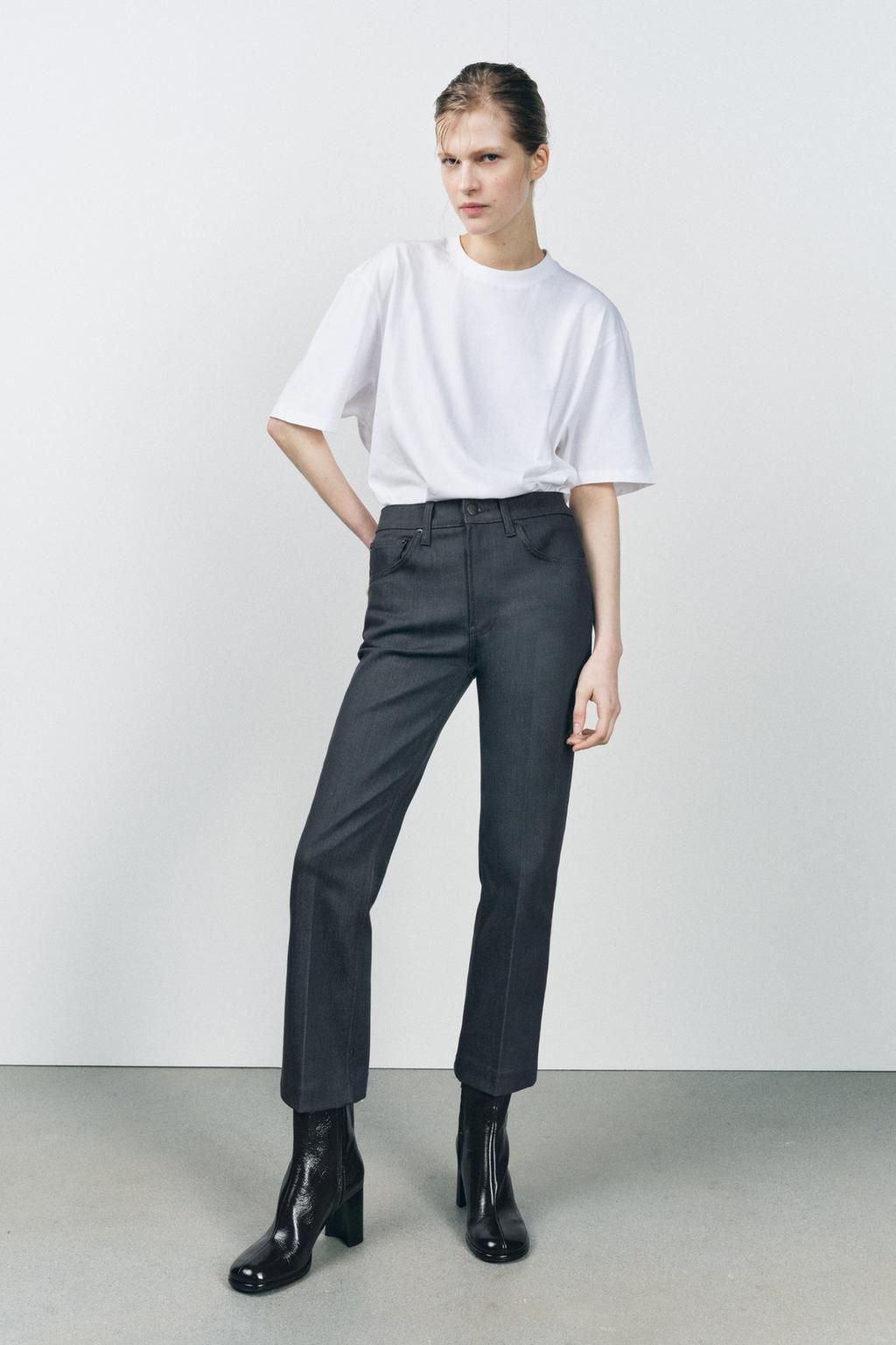 ZW COLLECTION BOOTCUT HIGH-WAIST CROPPED JEANS - Zara фото 5