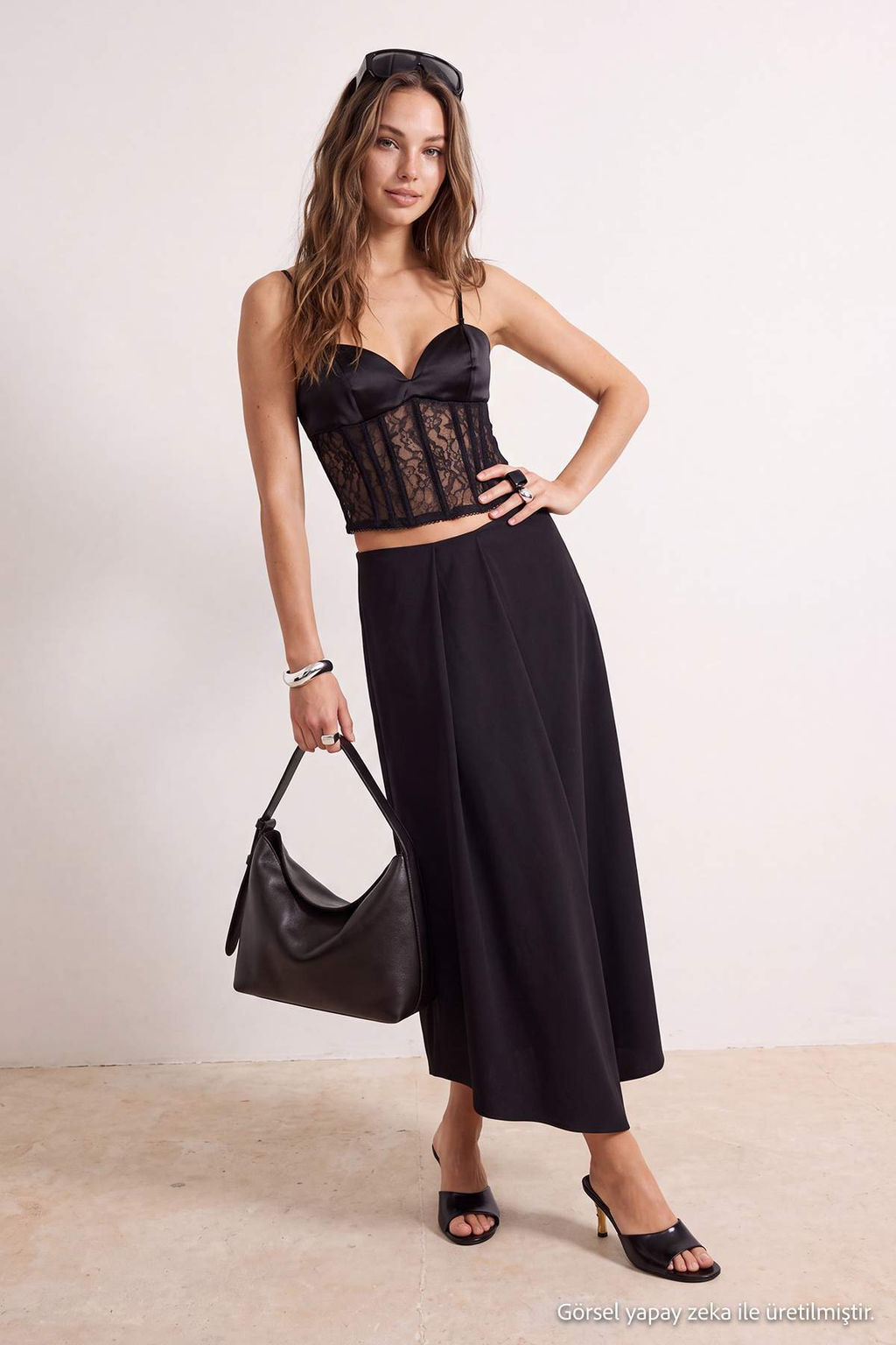 Siyah Pile Detayl_ Maxi Modal Etek TWOSS26ET00229 - Trendyolmilla фото 3