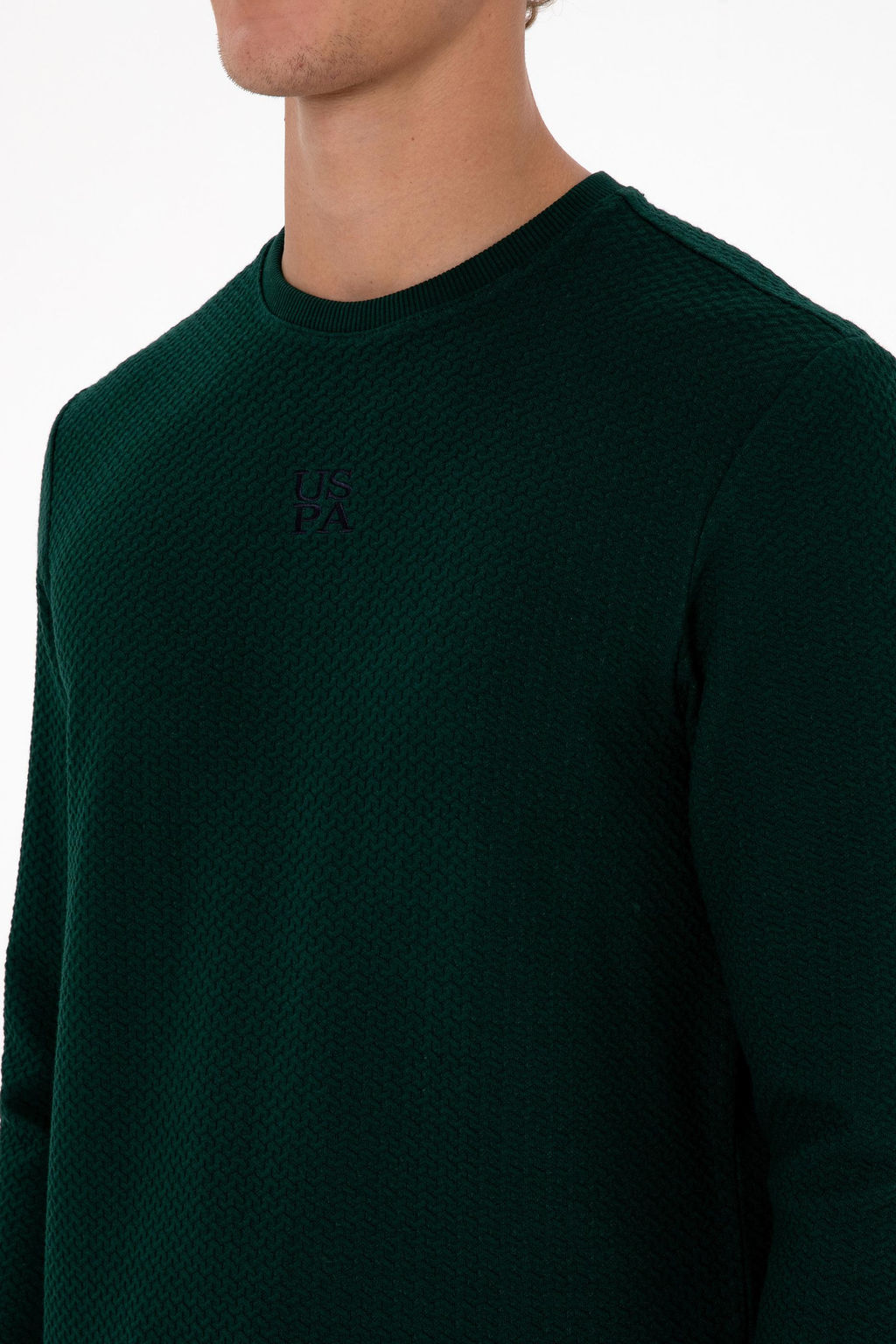 Erkek Regular Fit Bisiklet Yaka Koyu Ye_il Sweatshirt Sepette S_rpriz _ndirim