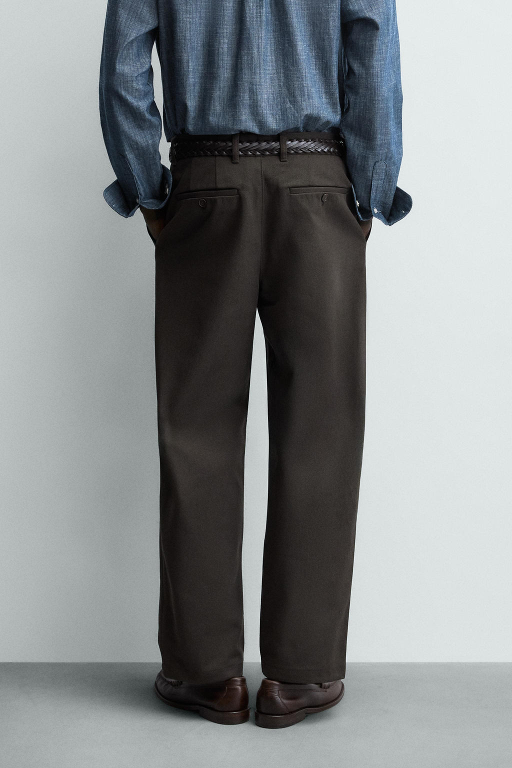 PANTAL?N STRAIGHT FIT ESTRUCTURA / Marr?n - Zara фото 11