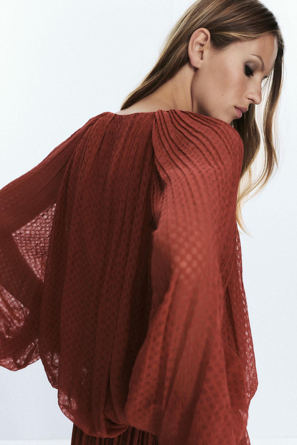 TASSEL PLEATED BLOUSE - Zara фото 7
