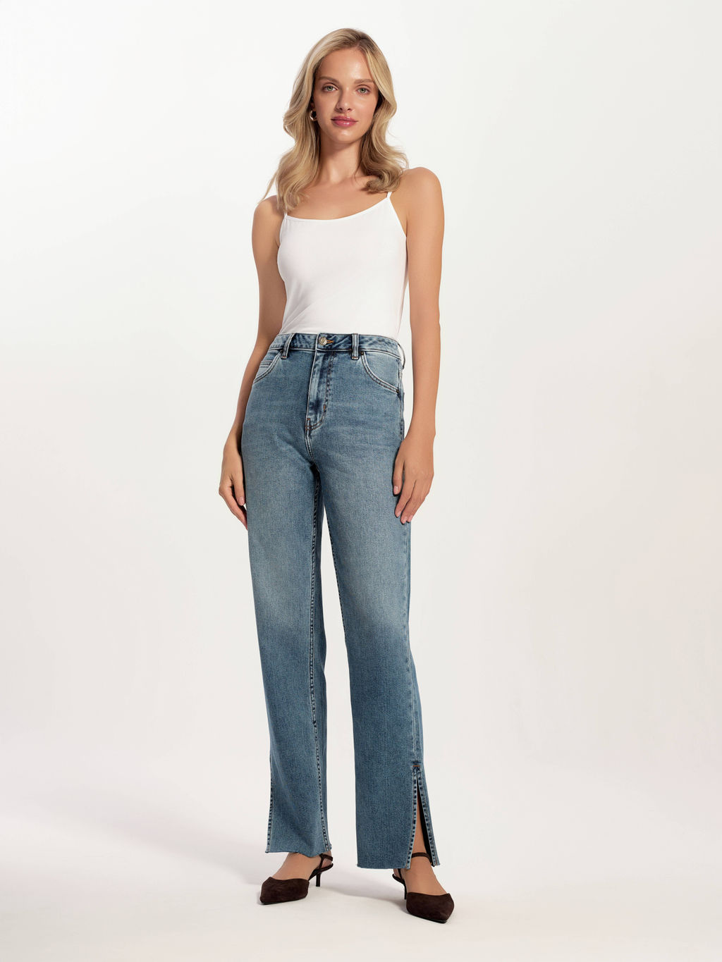 CONTE CON-738 Джинсы straight c разрезами и необработанным краем blue - Conte elegant фото 2