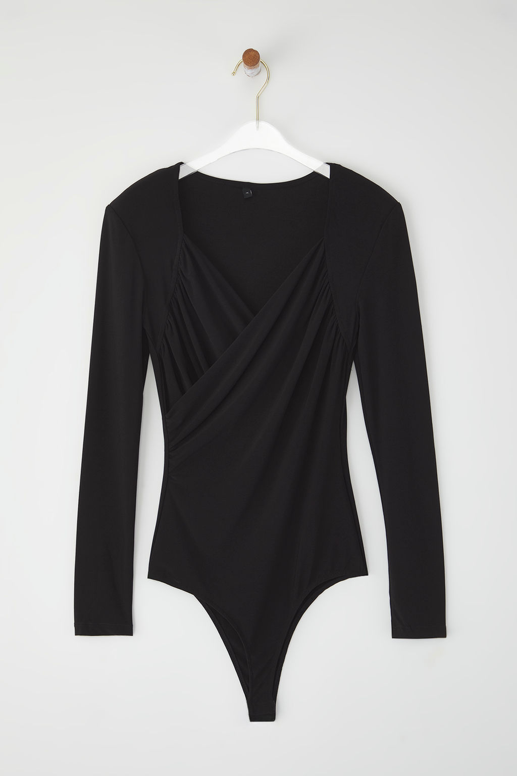 Siyah Vatkal? Drape Detayl? Fitted/Vucuda Oturan Esnek C?tc?tl? Orme Body TWOAW22BD0156