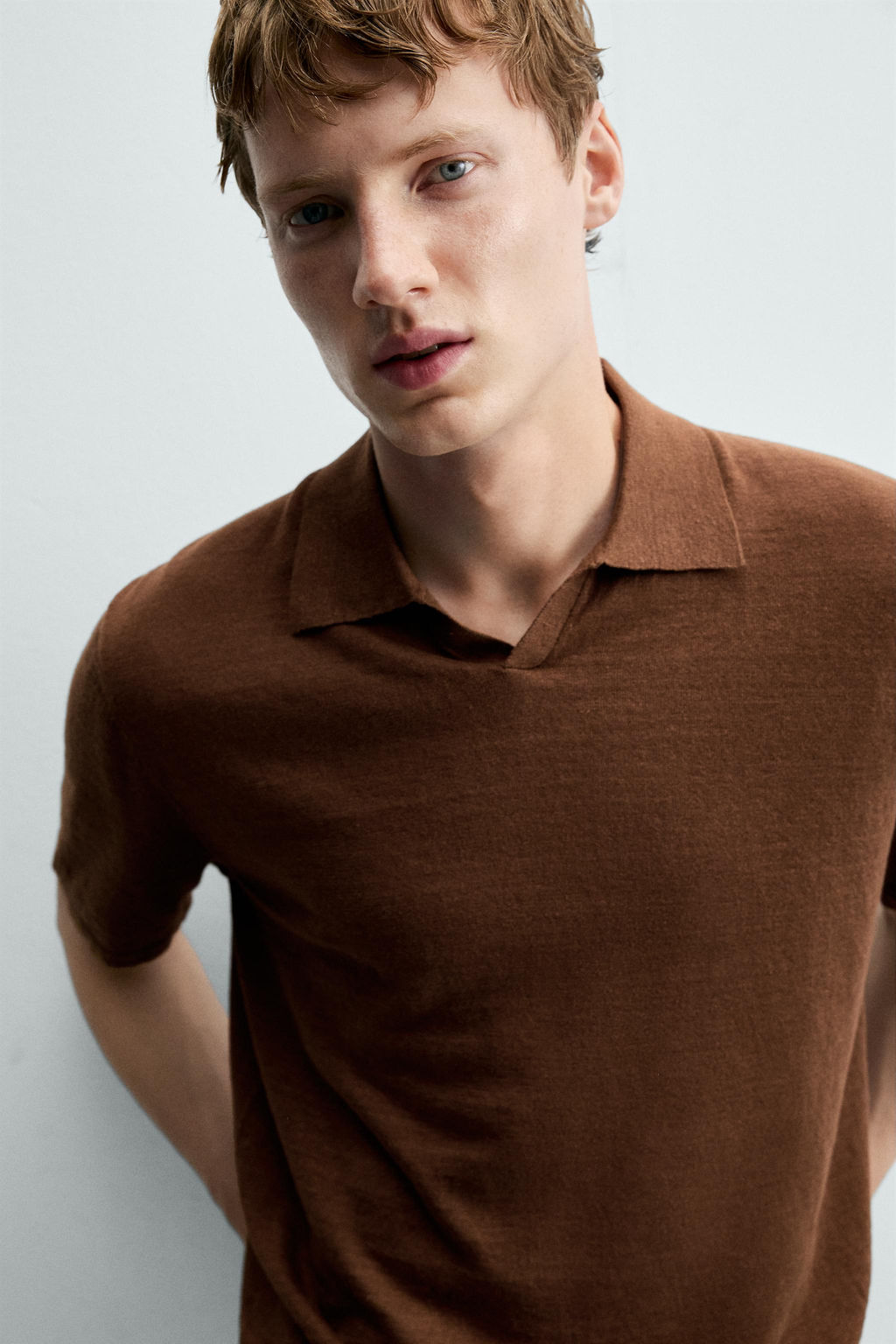 POLO PUNTO C??AMO - ALGOD?N / Marr?n vigor?