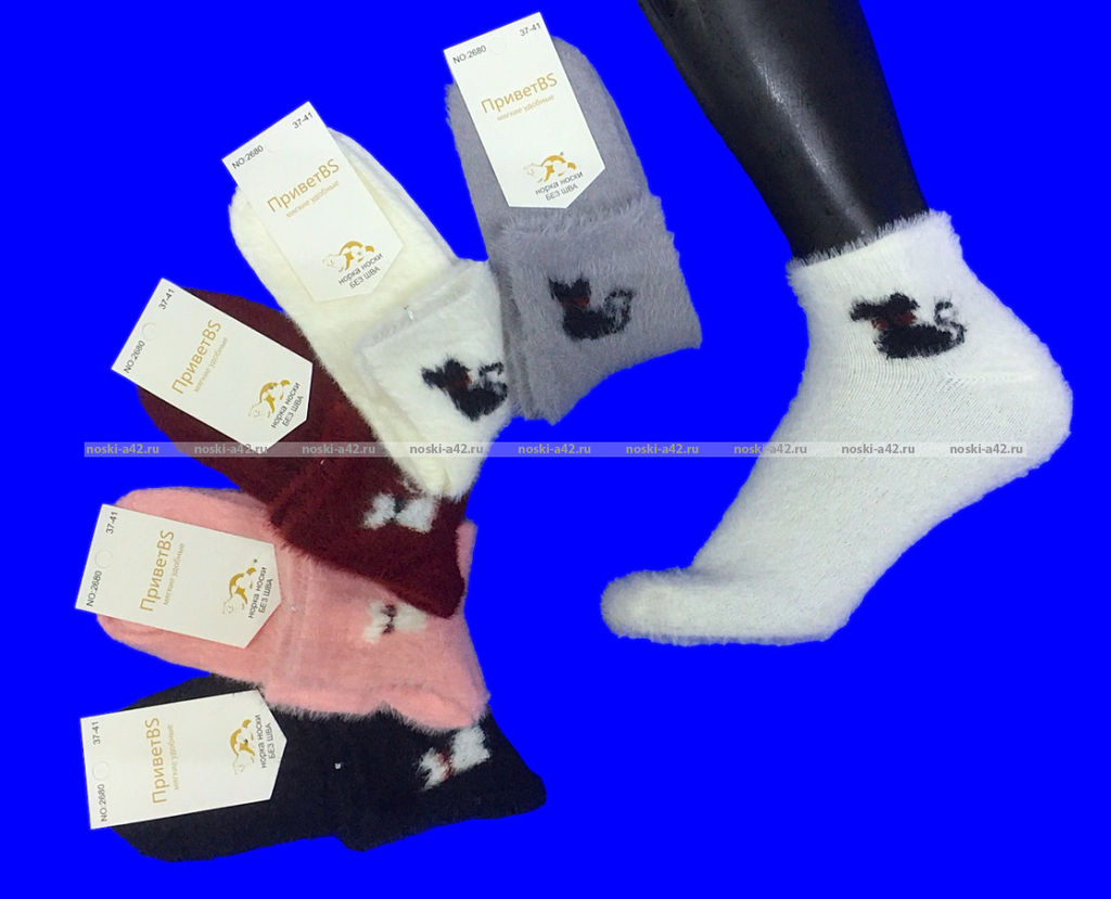 Цена за 10 шт. ПриветBS термоноски женские АНГОРА НОРКА "Кошечка" арт. 2680