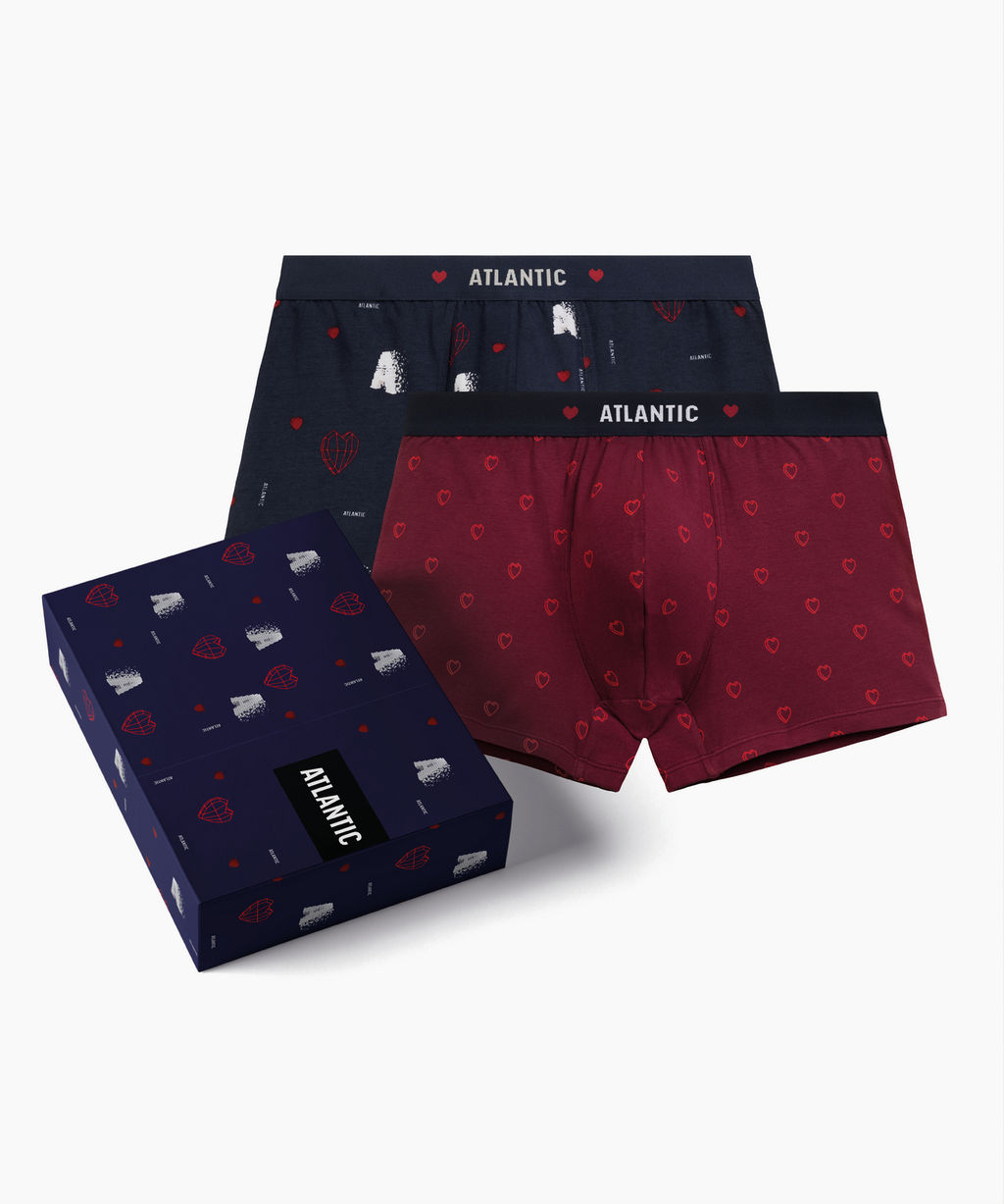 ATLANTIC 2GMH-029 Трусы шорты 3D Love - набор 2 шт. темно-синий + красный