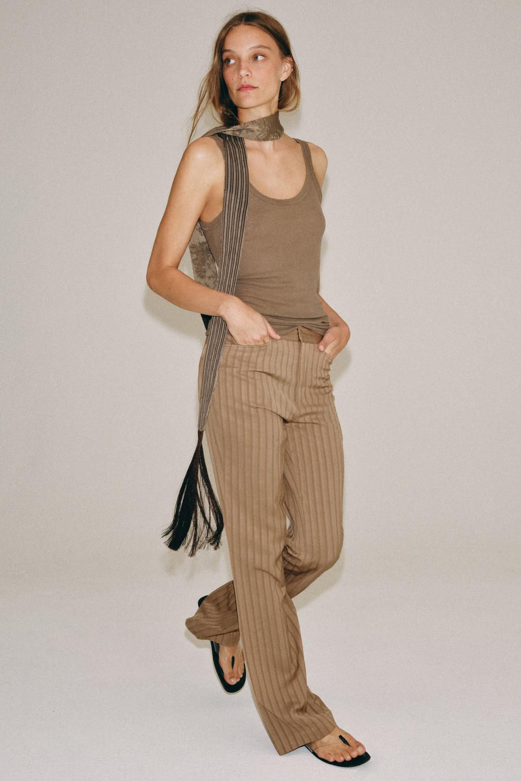 ZW COLLECTION FLARE STRIPED TROUSERS - Zara фото 4