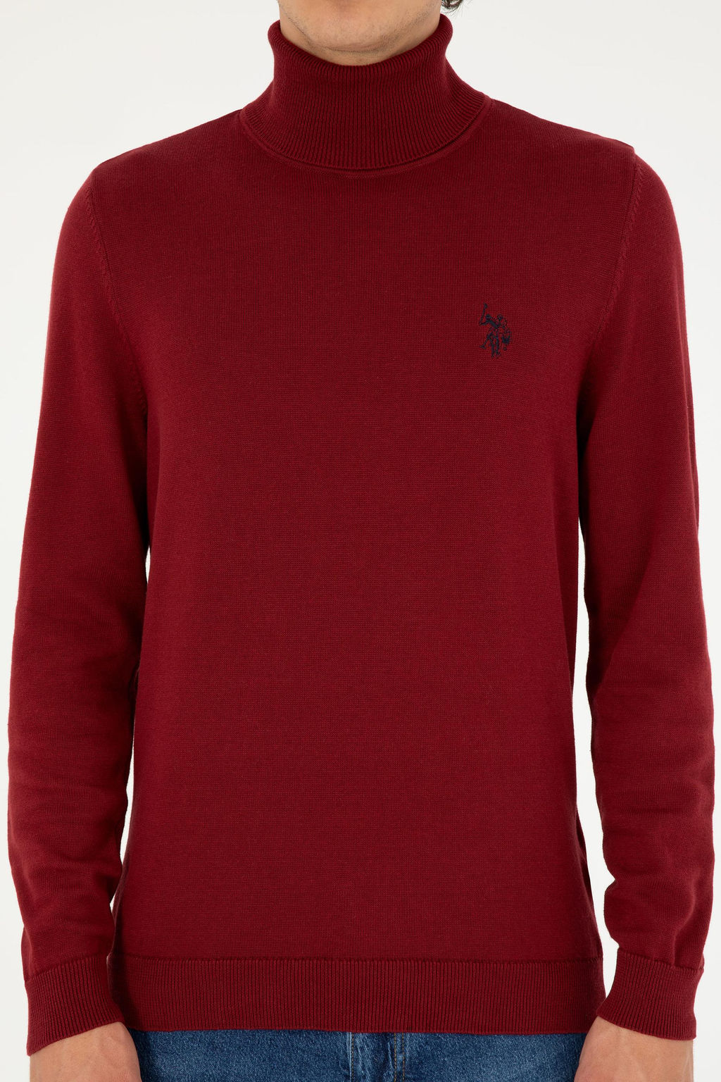 Свитер мужской U.S. Polo Assn хлопок бордово-красный  фото 6