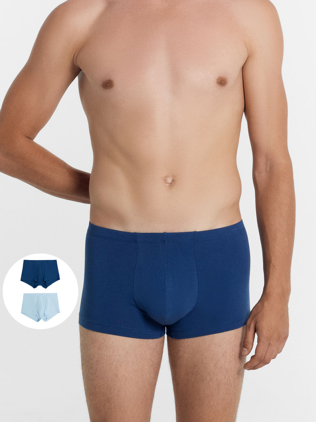 Трусы мужские боксеры мультипак (2 шт.) в сине-сером и пыльно-голубом цвете сине -серый +пыльно -голубой 411122-2