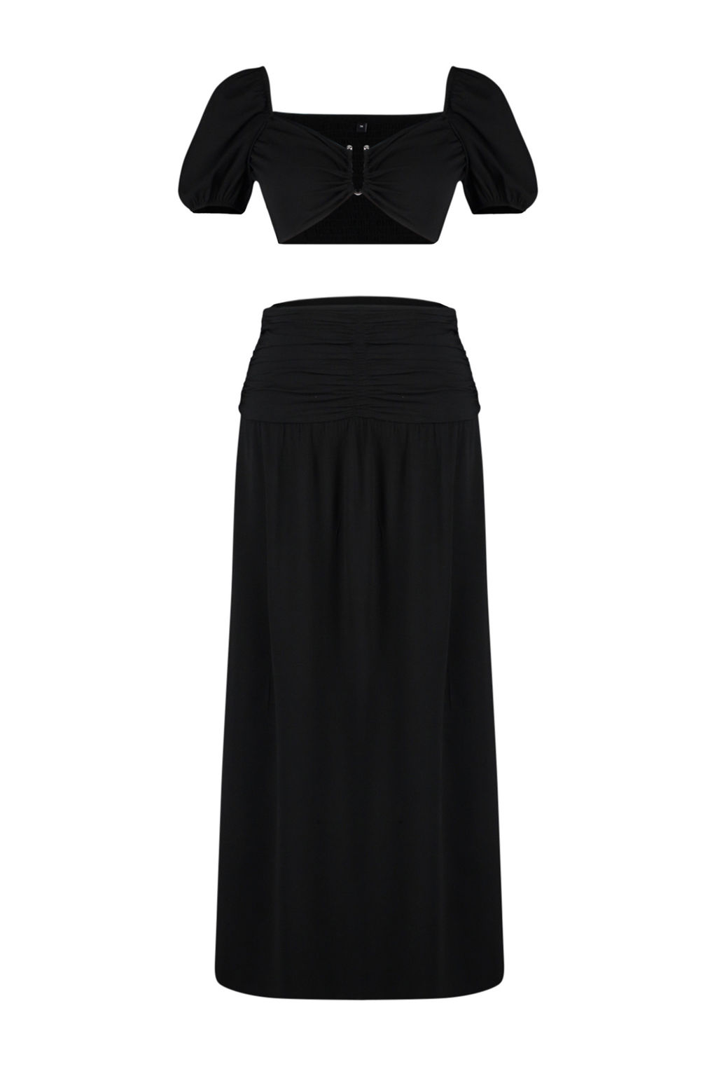 Siyah Dokuma Aksesuarl? Y?rtmacl? Bluz Etek Plaj Tak?m TBESS24AU00036 - Trendyolmilla фото 7