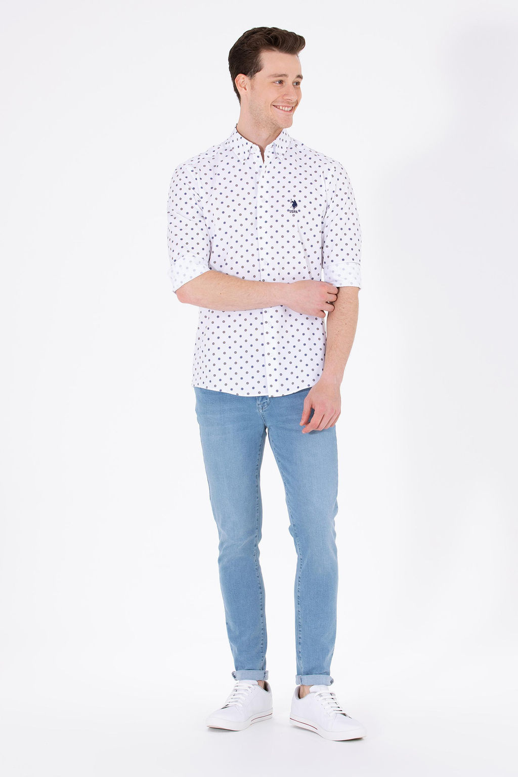 Мужская белая рубашка с длинным рукавом - U.s. polo assn фото 4