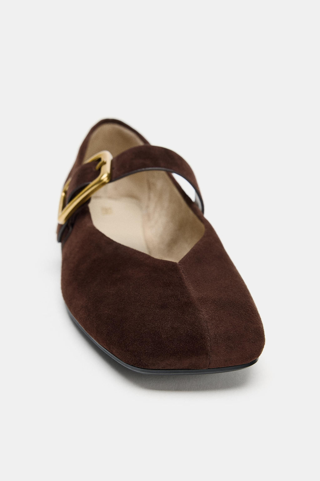 SUEDE BALLERINA FLATS WITH BUCKLE - Zara фото 10