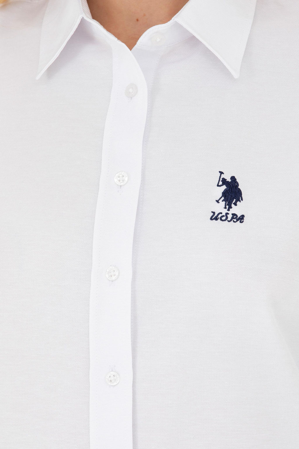 Женская белая базовая рубашка с длинным рукавом - U.s. polo assn фото 14