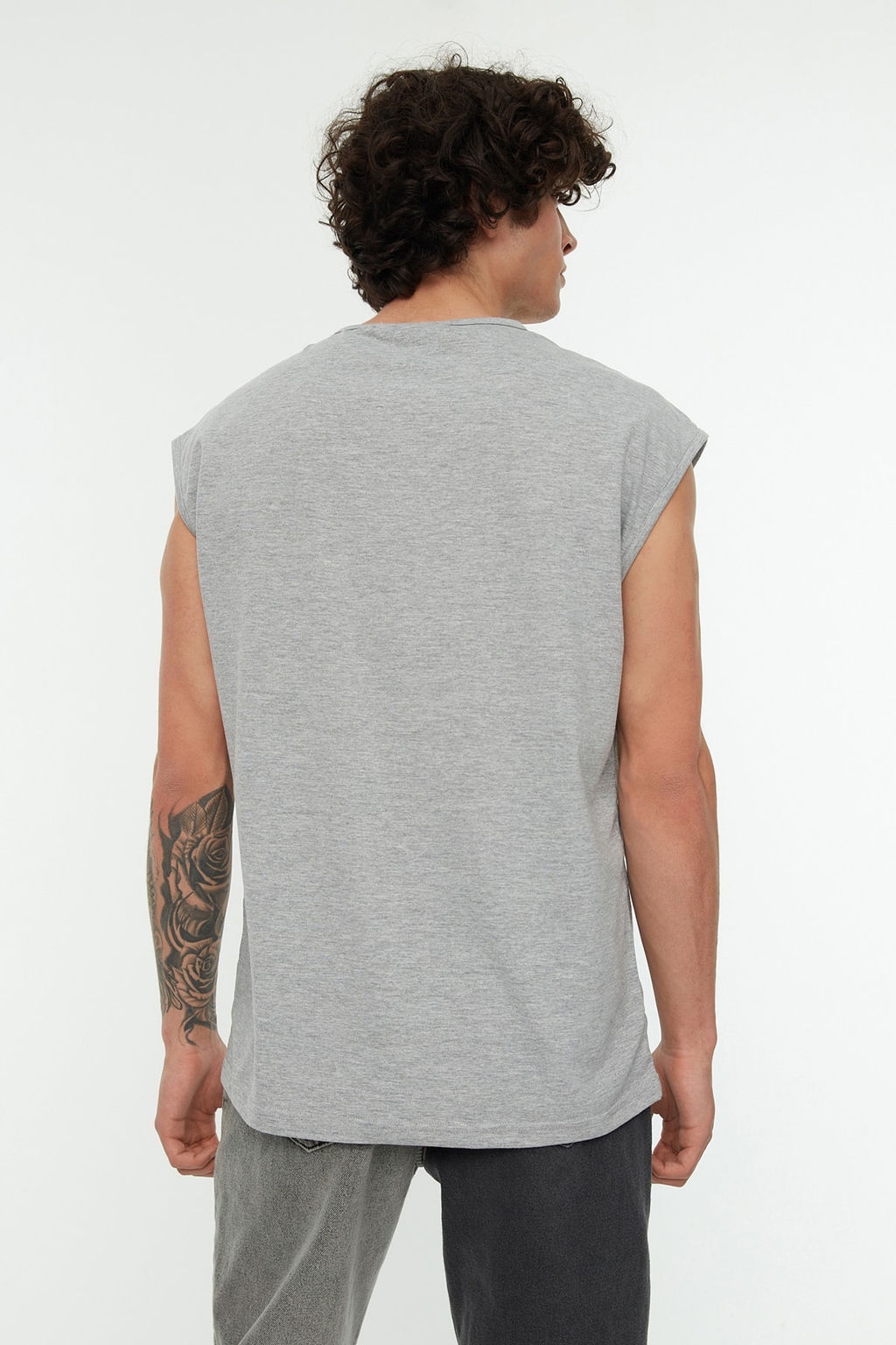 TRENDYOL MAN Basic Lacivert-Gri 2li Paket Oversize/Genis Kesim Pamuklu Kolsuz T-Shirt/Atlet TMNSS22AL0070 - Trendyolmilla фото 9