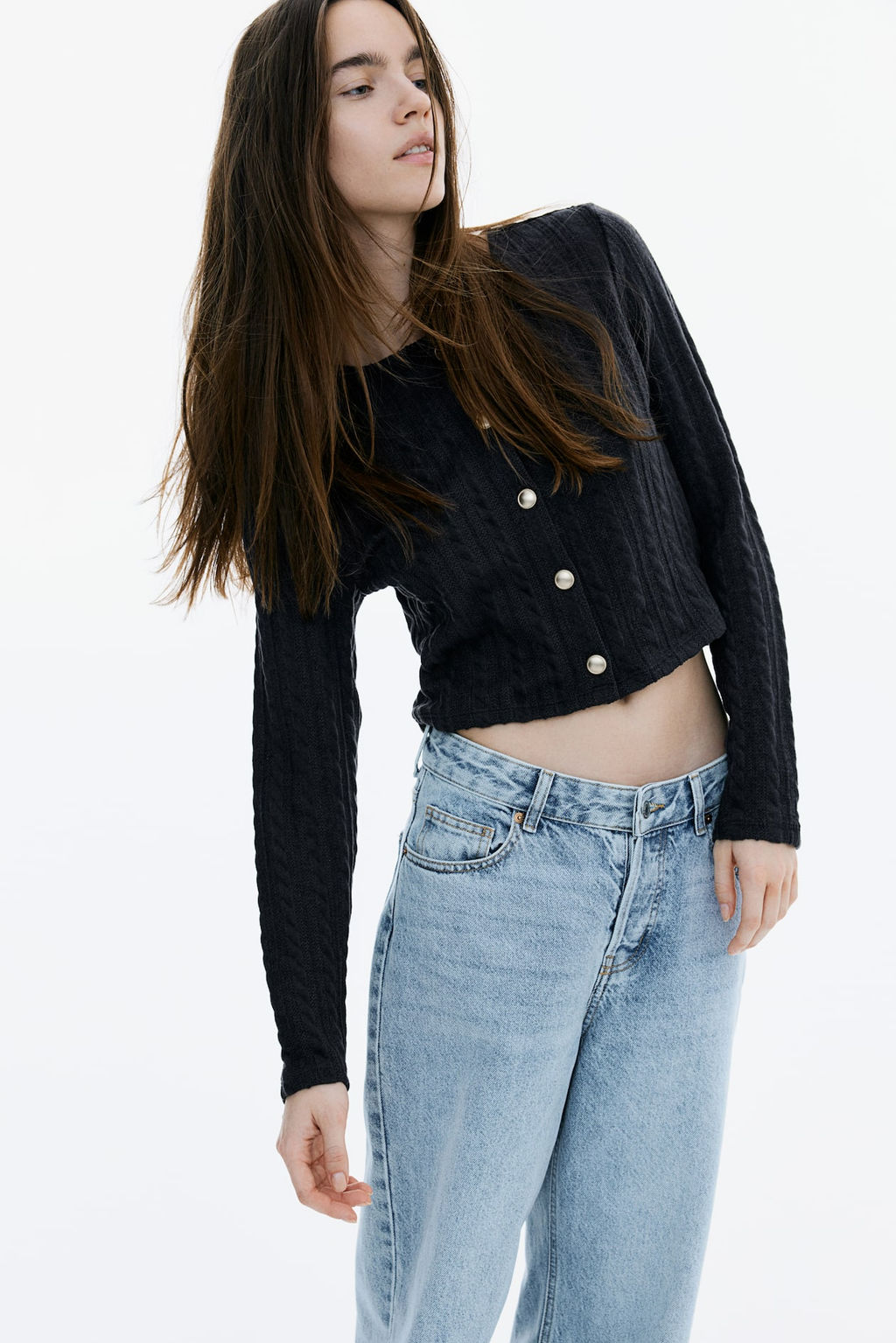 Cardigan en punto efecto trenzado - H&m фото 4