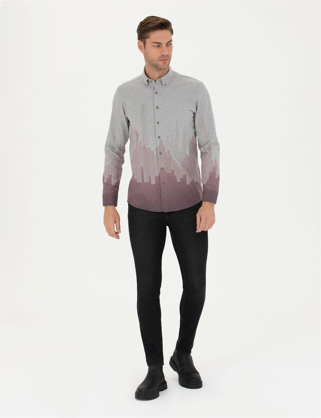 Bordo Slim Fit Uzun Kollu G_mlek - Pierre cardin фото 4