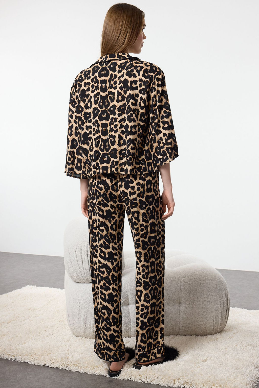 Trendyolmilla Siyah Biyeli Viskon Dokuma Pijama Tak?m? THMAW21PT0292  фото 15