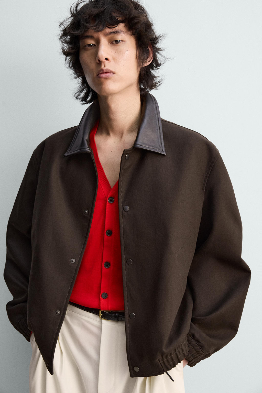 RELAXED FIT CONTRAST COLLAR JACKET LIMITED EDITION - Zara фото 14