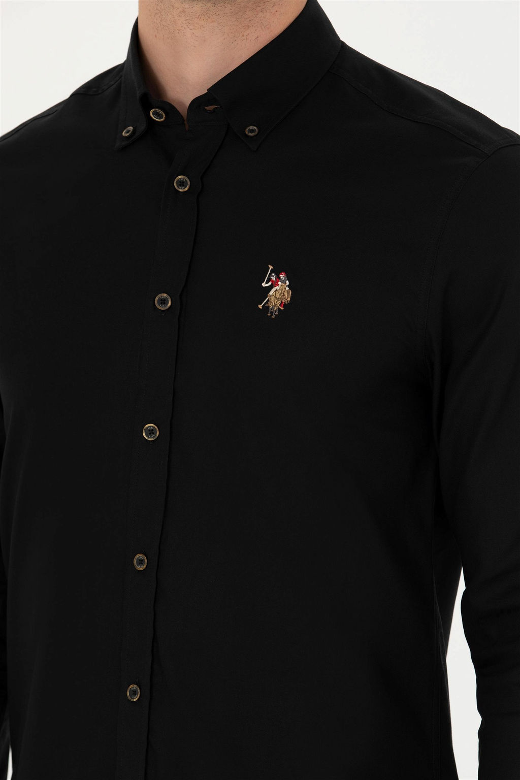 U. S. Polo Assn / Мужская черная базовая рубашка с длинным рукавом - U.s. polo assn фото 7