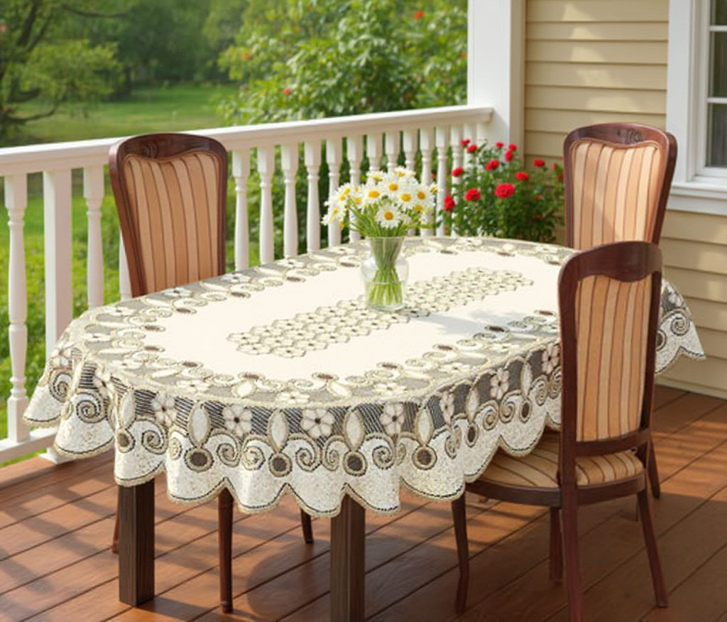 Скатерть арт. 231491/120/3, овальная, размер 120 см х 160 см, цвет кремово-золотистый - Firanka фото 2